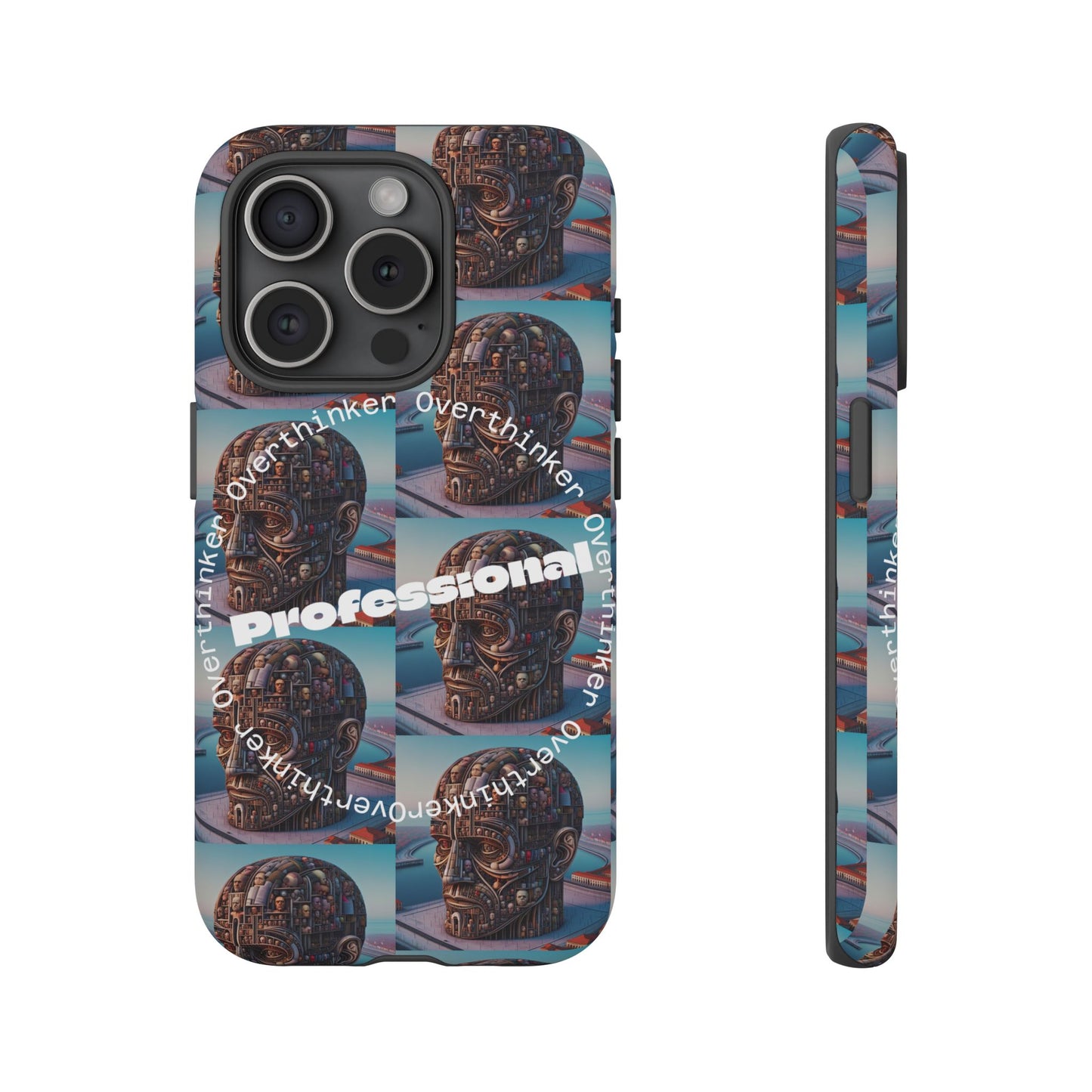 Professional Overthinker Phone Case, Cool Phone Cover, Tough Case for Gifts, Skull Design, Unique Phone Accessory, Fun Tech Gear