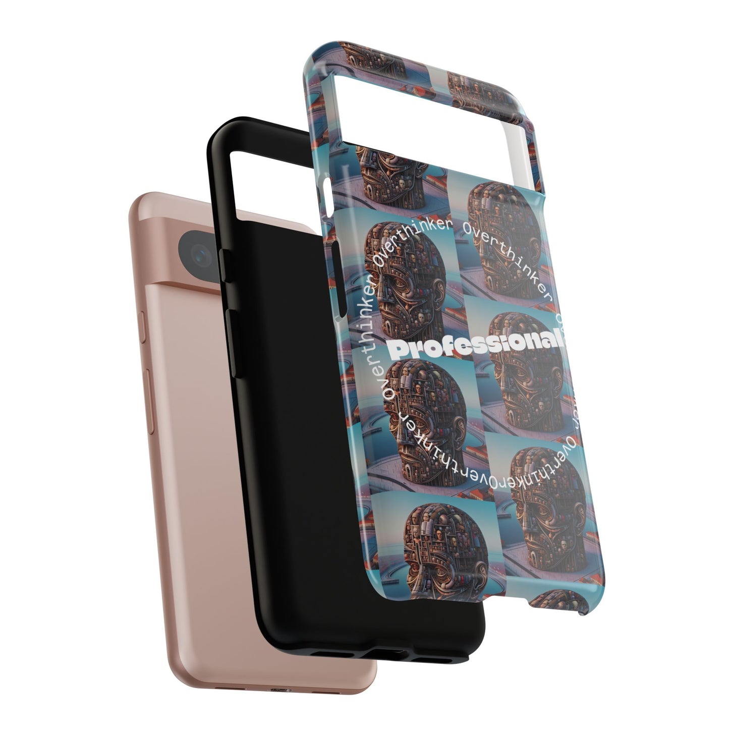 Professional Overthinker Phone Case, Cool Phone Cover, Tough Case for Gifts, Skull Design, Unique Phone Accessory, Fun Tech Gear