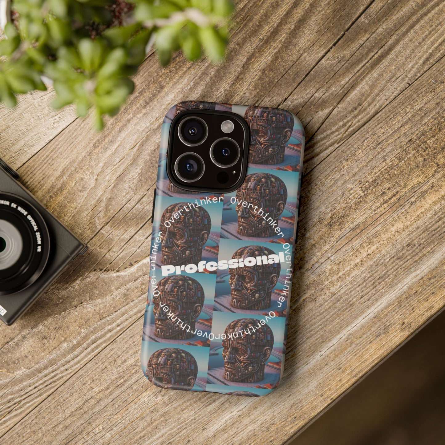 Professional Overthinker Phone Case, Cool Phone Cover, Tough Case for Gifts, Skull Design, Unique Phone Accessory, Fun Tech Gear