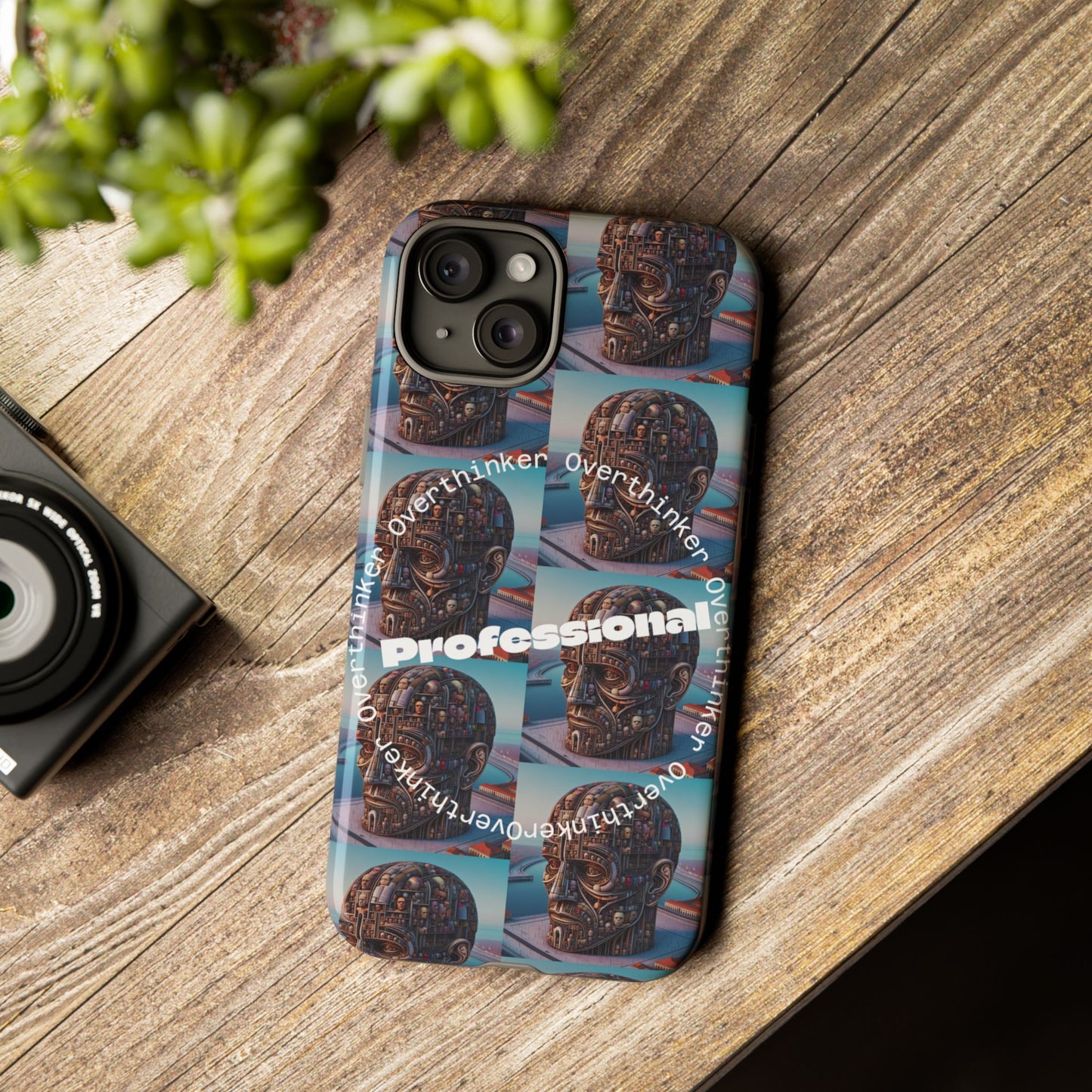 Professional Overthinker Phone Case, Cool Phone Cover, Tough Case for Gifts, Skull Design, Unique Phone Accessory, Fun Tech Gear