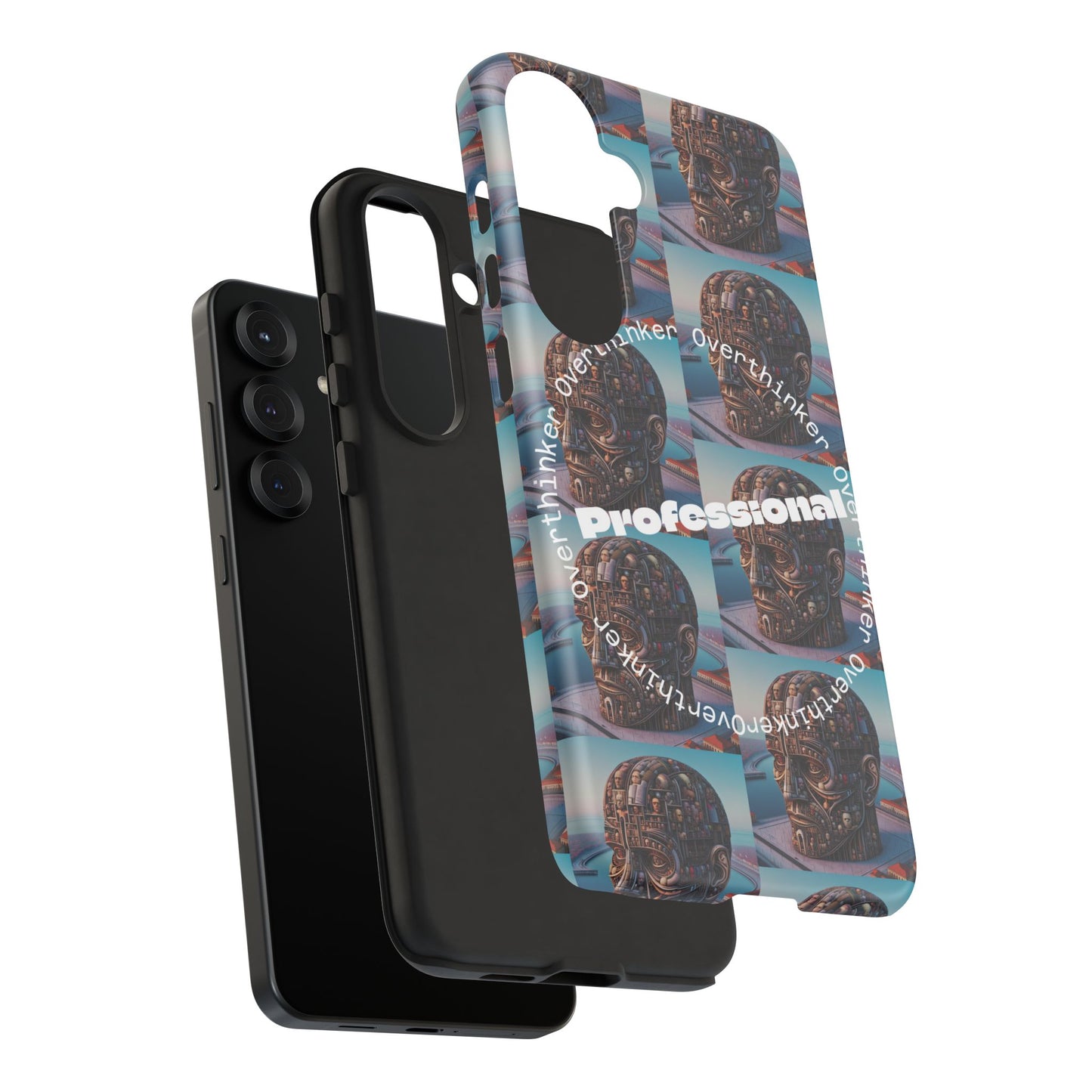 Professional Overthinker Phone Case, Cool Phone Cover, Tough Case for Gifts, Skull Design, Unique Phone Accessory, Fun Tech Gear