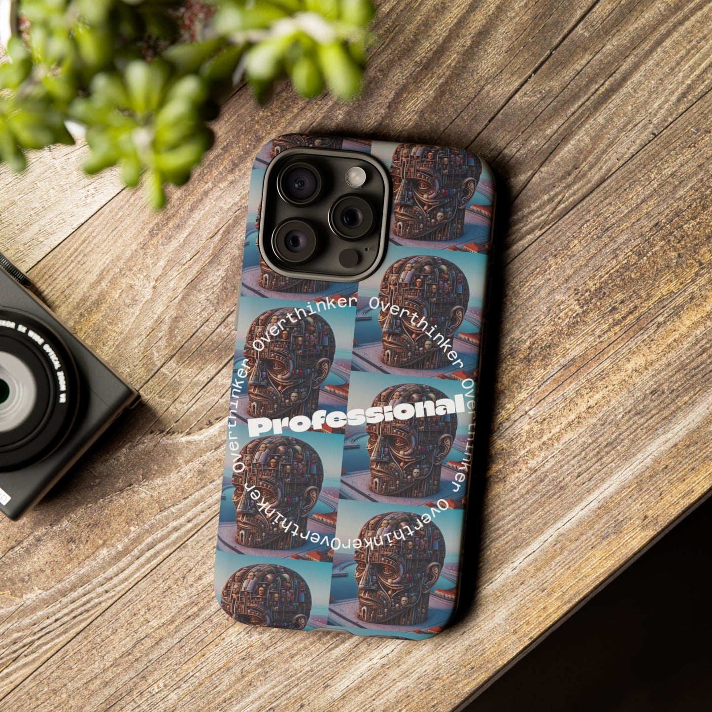 Professional Overthinker Phone Case, Cool Phone Cover, Tough Case for Gifts, Skull Design, Unique Phone Accessory, Fun Tech Gear