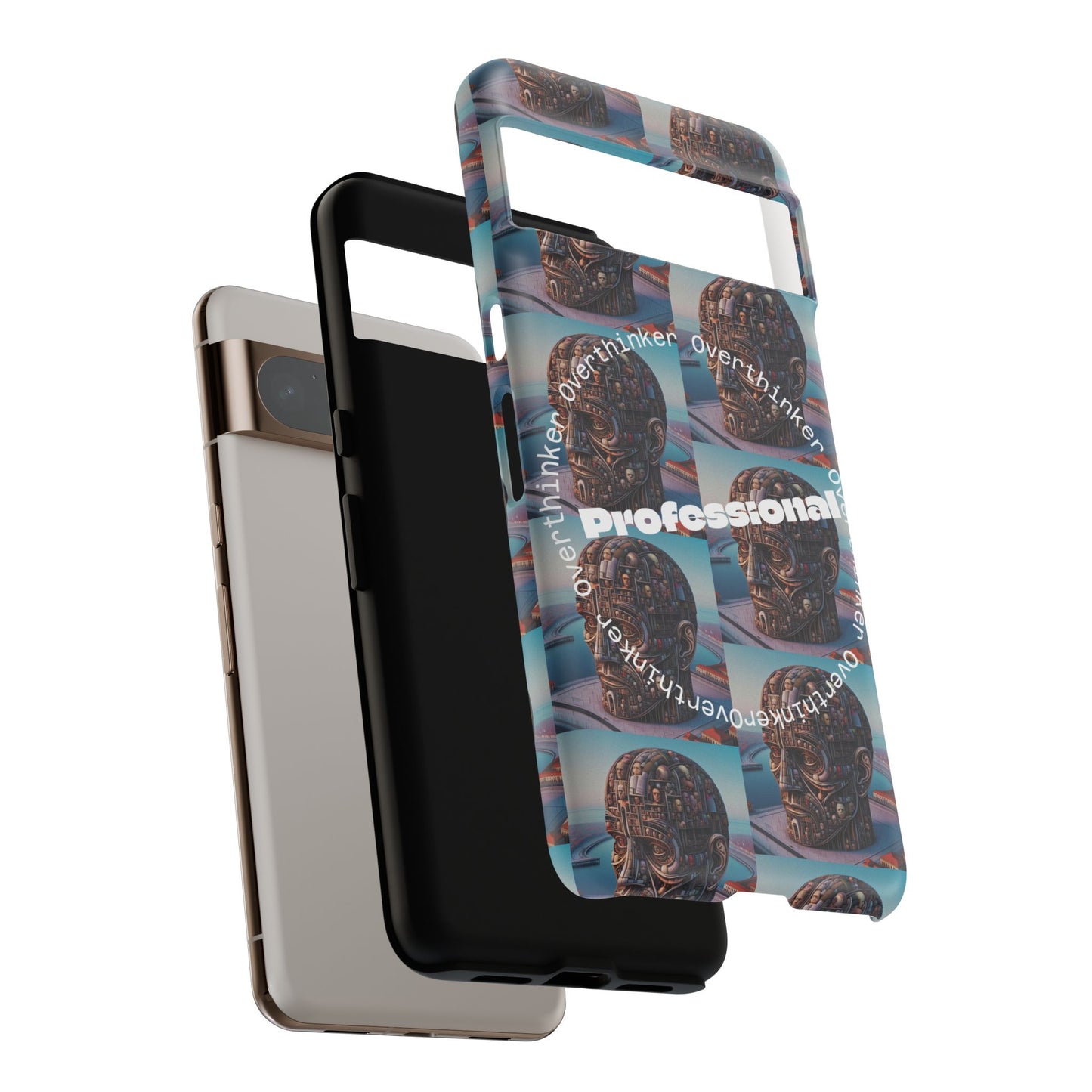 Professional Overthinker Phone Case, Cool Phone Cover, Tough Case for Gifts, Skull Design, Unique Phone Accessory, Fun Tech Gear