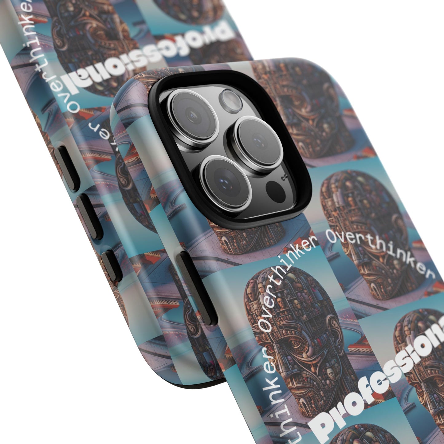 Professional Overthinker Phone Case, Cool Phone Cover, Tough Case for Gifts, Skull Design, Unique Phone Accessory, Fun Tech Gear