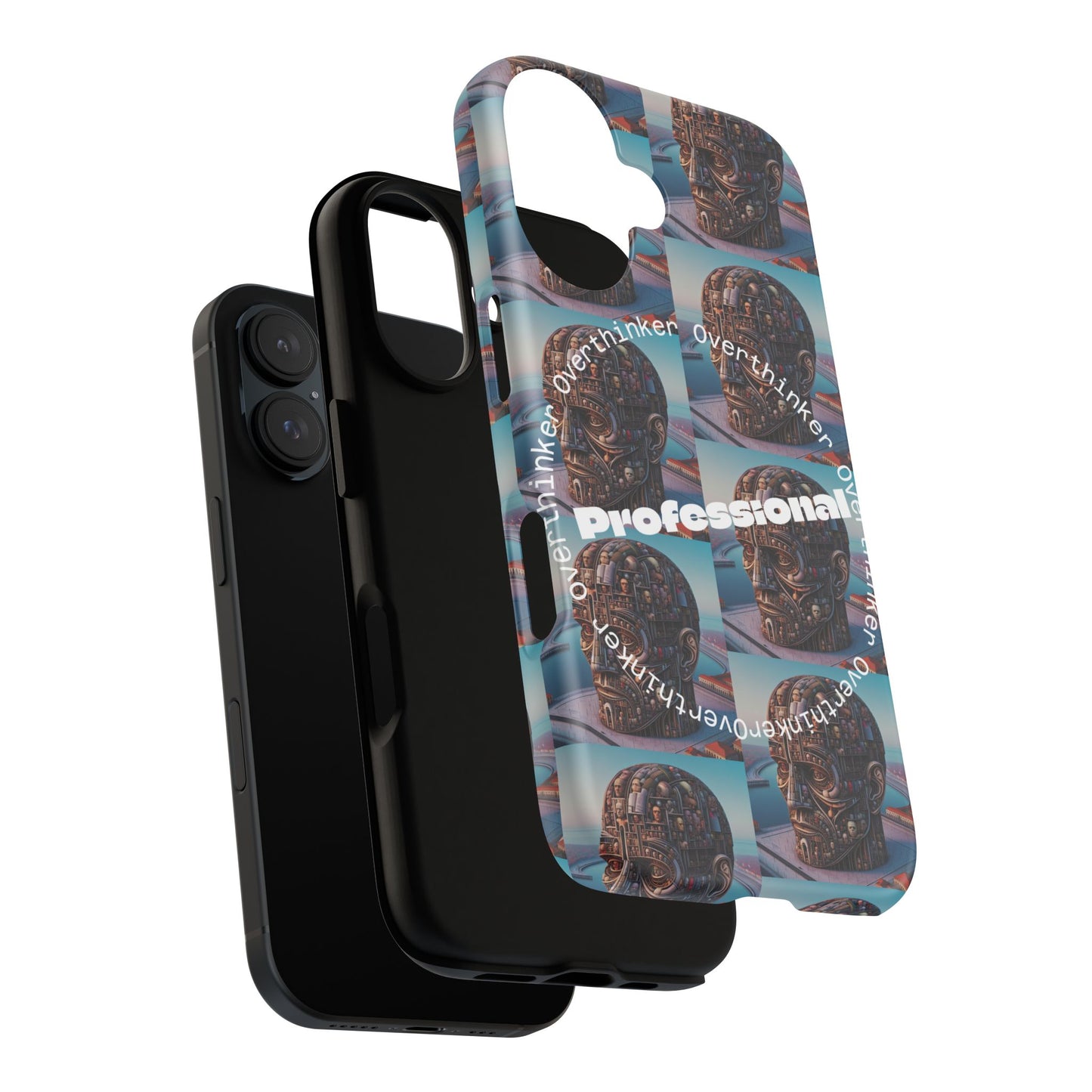 Professional Overthinker Phone Case, Cool Phone Cover, Tough Case for Gifts, Skull Design, Unique Phone Accessory, Fun Tech Gear