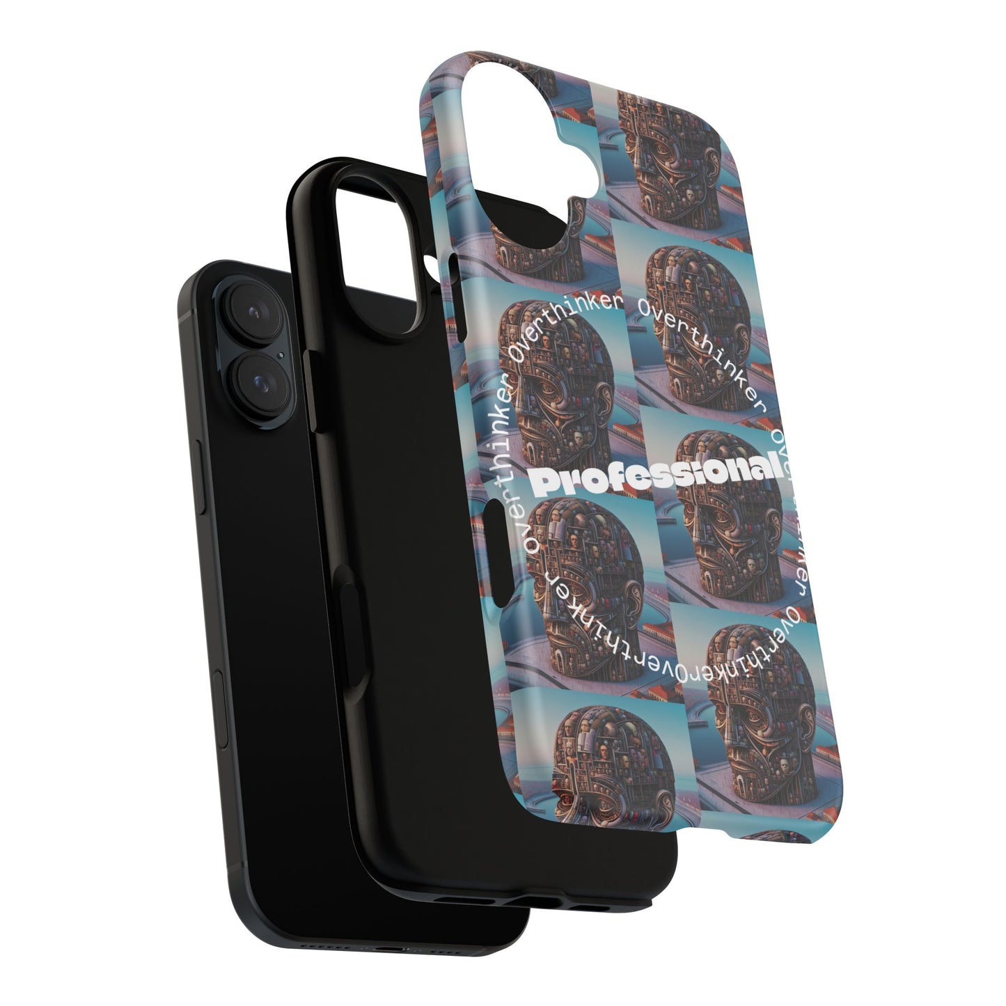 Professional Overthinker Phone Case, Cool Phone Cover, Tough Case for Gifts, Skull Design, Unique Phone Accessory, Fun Tech Gear