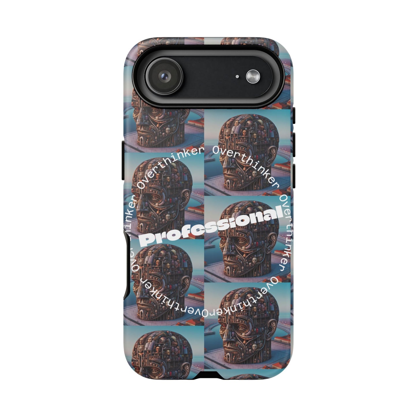 Professional Overthinker Phone Case, Cool Phone Cover, Tough Case for Gifts, Skull Design, Unique Phone Accessory, Fun Tech Gear