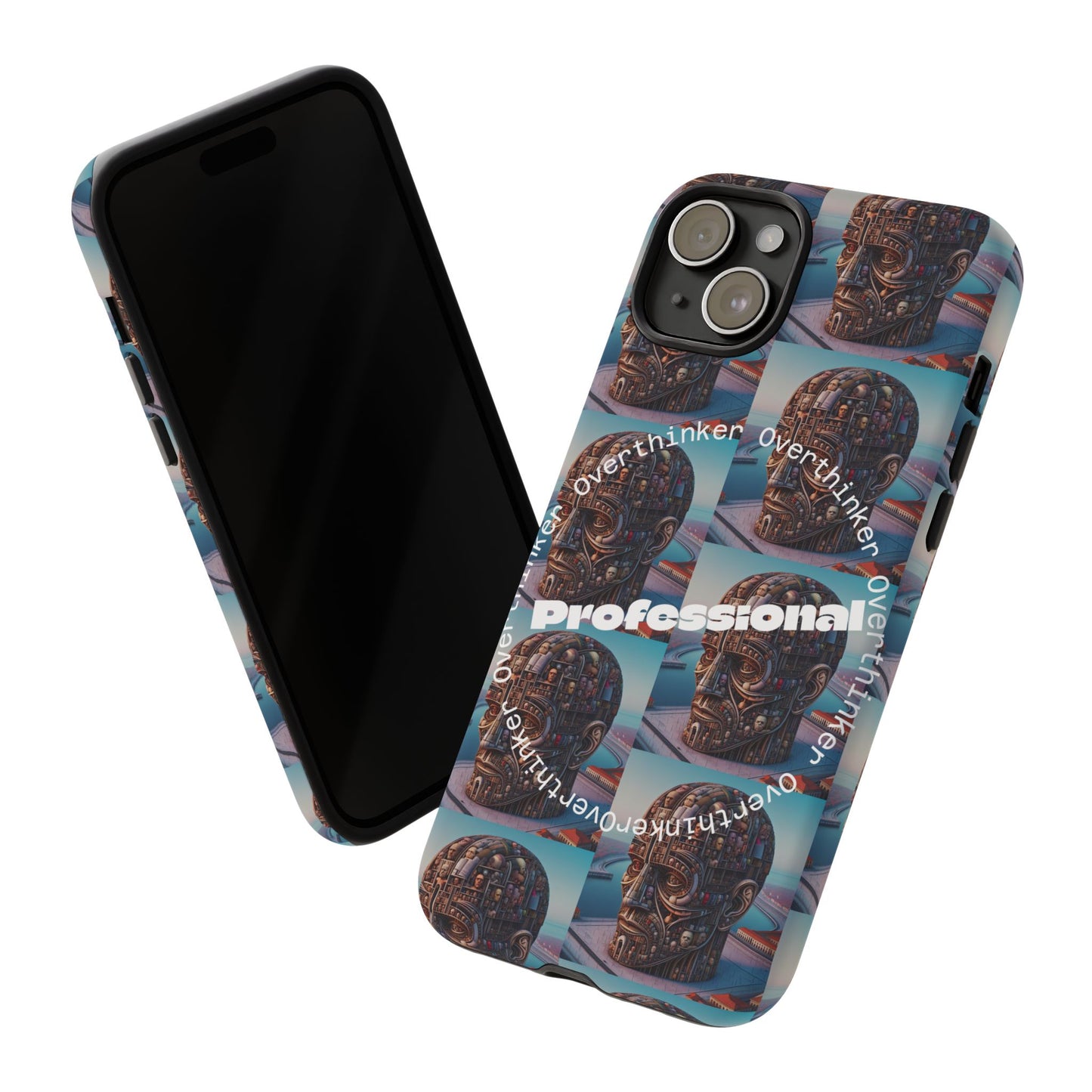 Professional Overthinker Phone Case, Cool Phone Cover, Tough Case for Gifts, Skull Design, Unique Phone Accessory, Fun Tech Gear