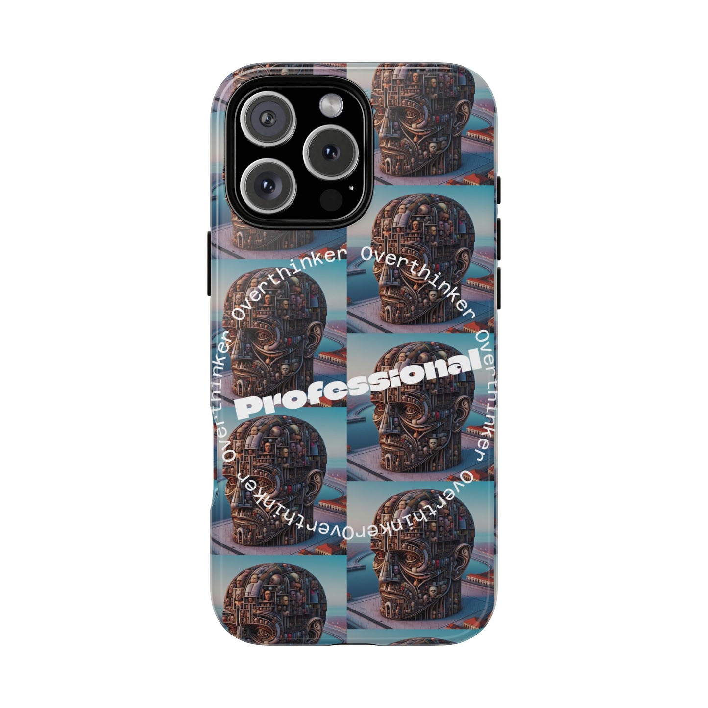 Professional Overthinker Phone Case, Cool Phone Cover, Tough Case for Gifts, Skull Design, Unique Phone Accessory, Fun Tech Gear