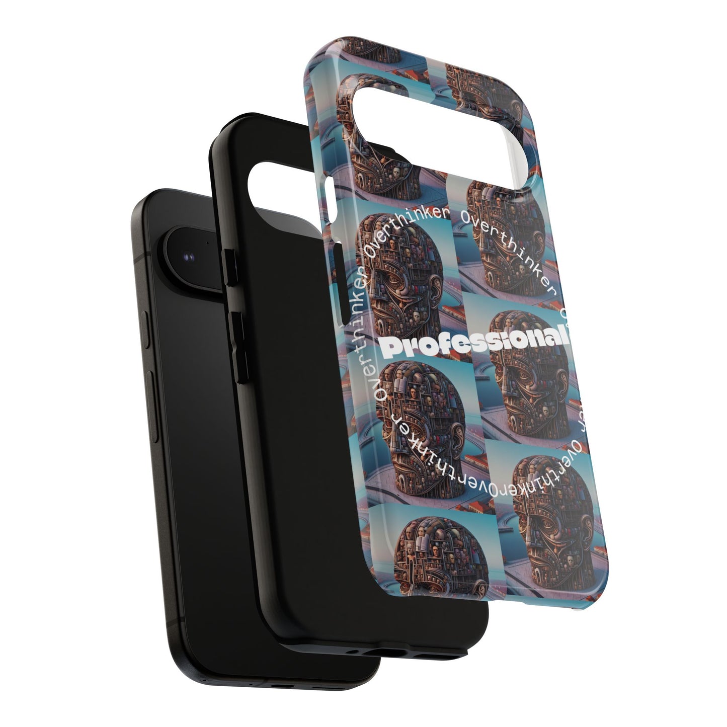 Professional Overthinker Phone Case, Cool Phone Cover, Tough Case for Gifts, Skull Design, Unique Phone Accessory, Fun Tech Gear