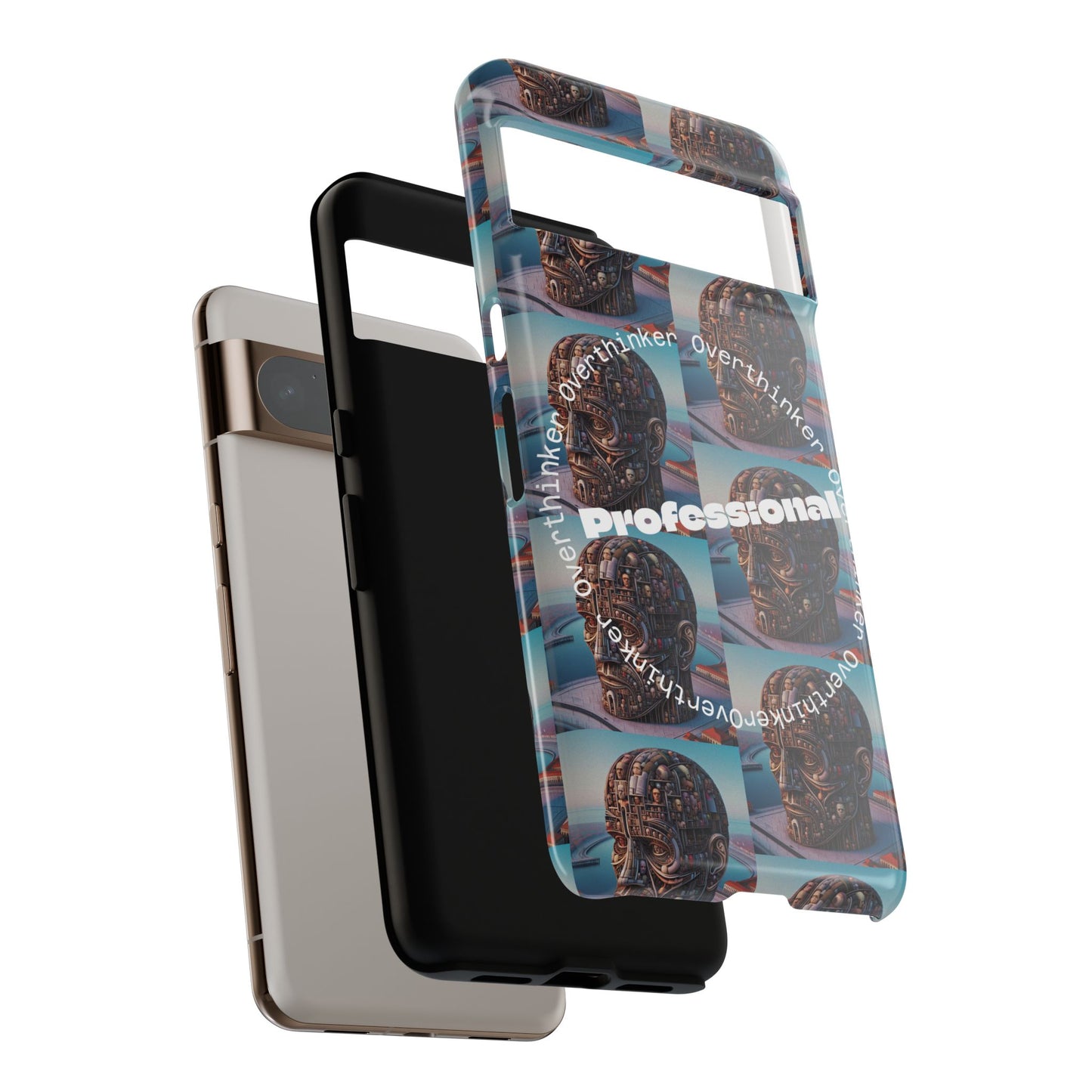 Professional Overthinker Phone Case, Cool Phone Cover, Tough Case for Gifts, Skull Design, Unique Phone Accessory, Fun Tech Gear
