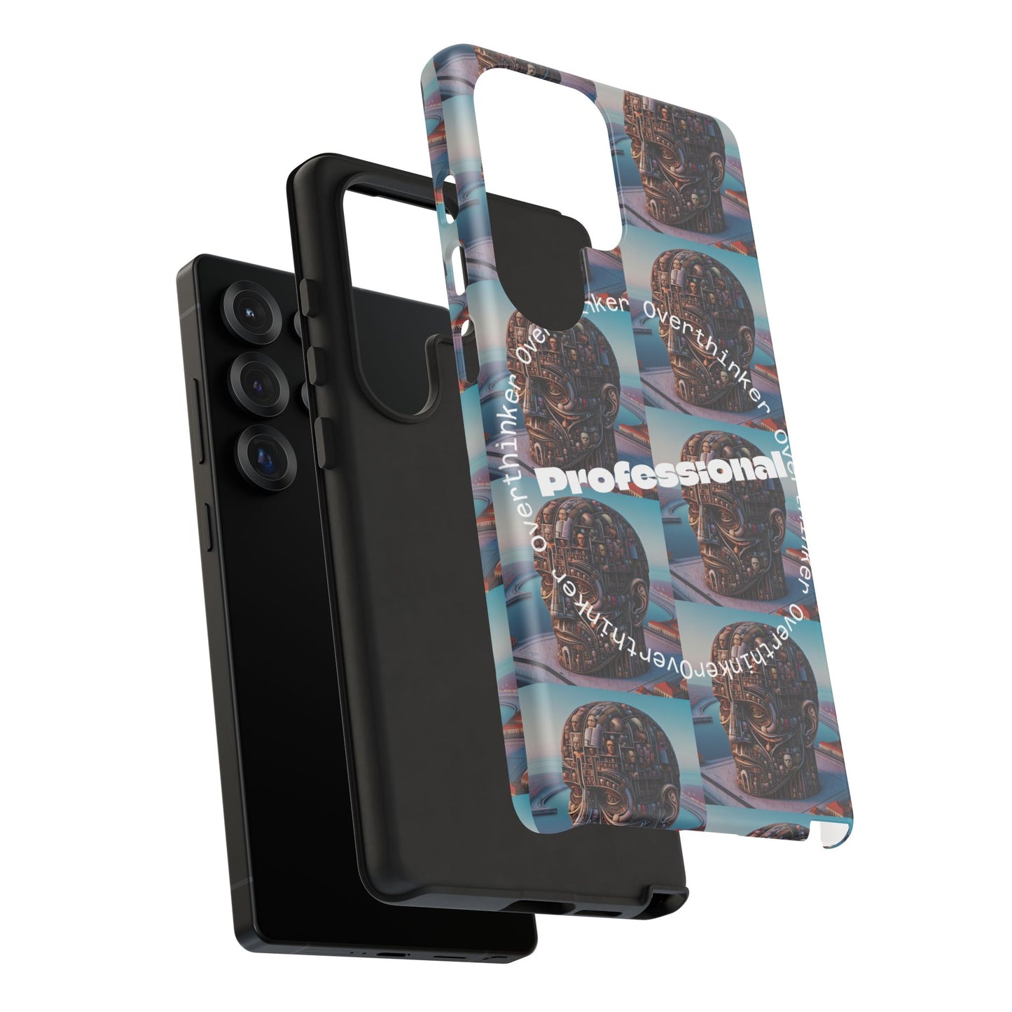 Professional Overthinker Phone Case, Cool Phone Cover, Tough Case for Gifts, Skull Design, Unique Phone Accessory, Fun Tech Gear