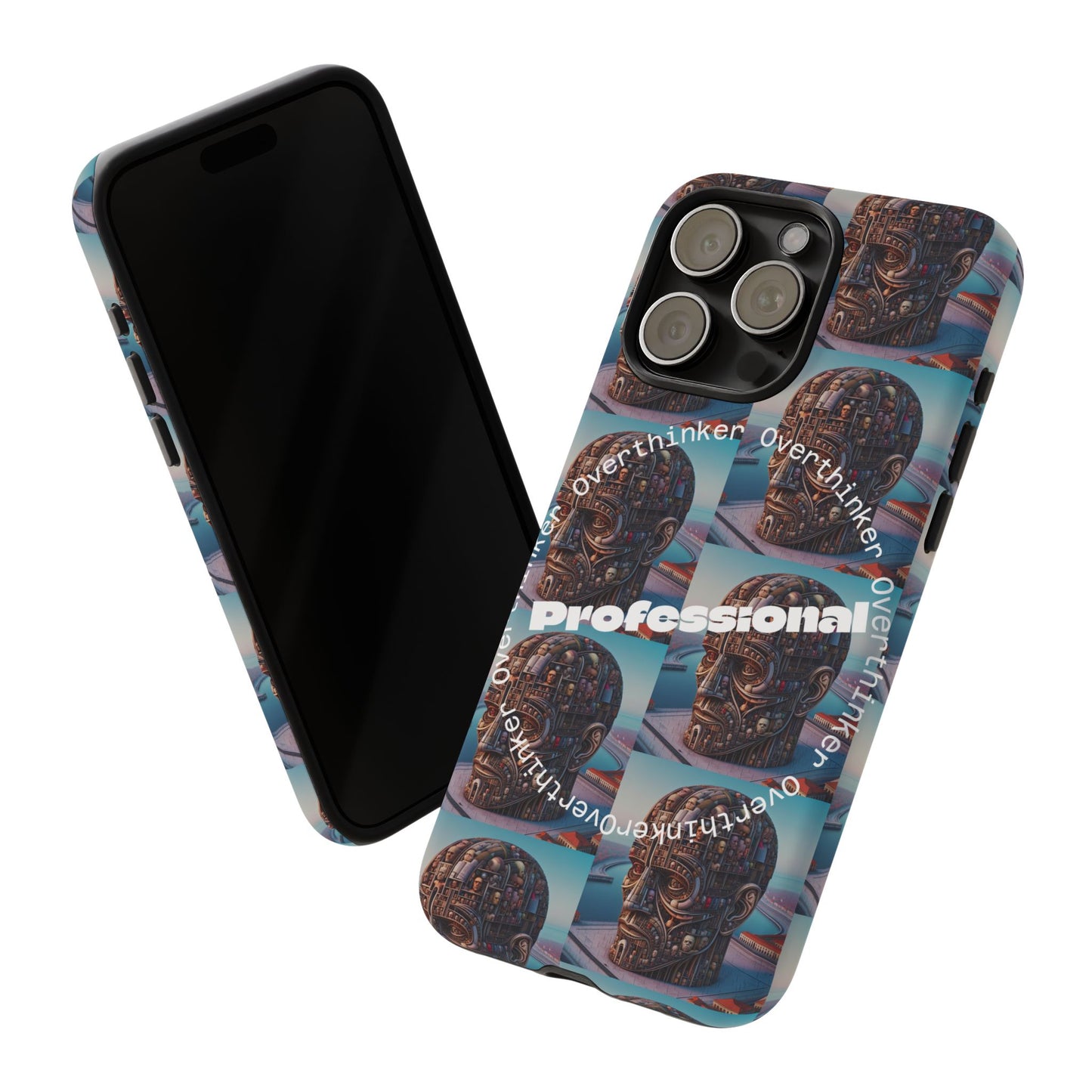 Professional Overthinker Phone Case, Cool Phone Cover, Tough Case for Gifts, Skull Design, Unique Phone Accessory, Fun Tech Gear