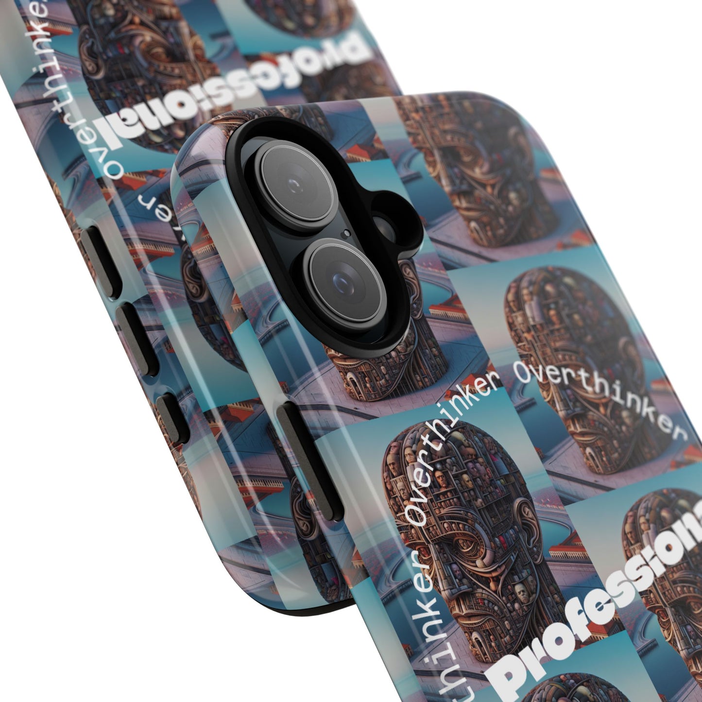 Professional Overthinker Phone Case, Cool Phone Cover, Tough Case for Gifts, Skull Design, Unique Phone Accessory, Fun Tech Gear