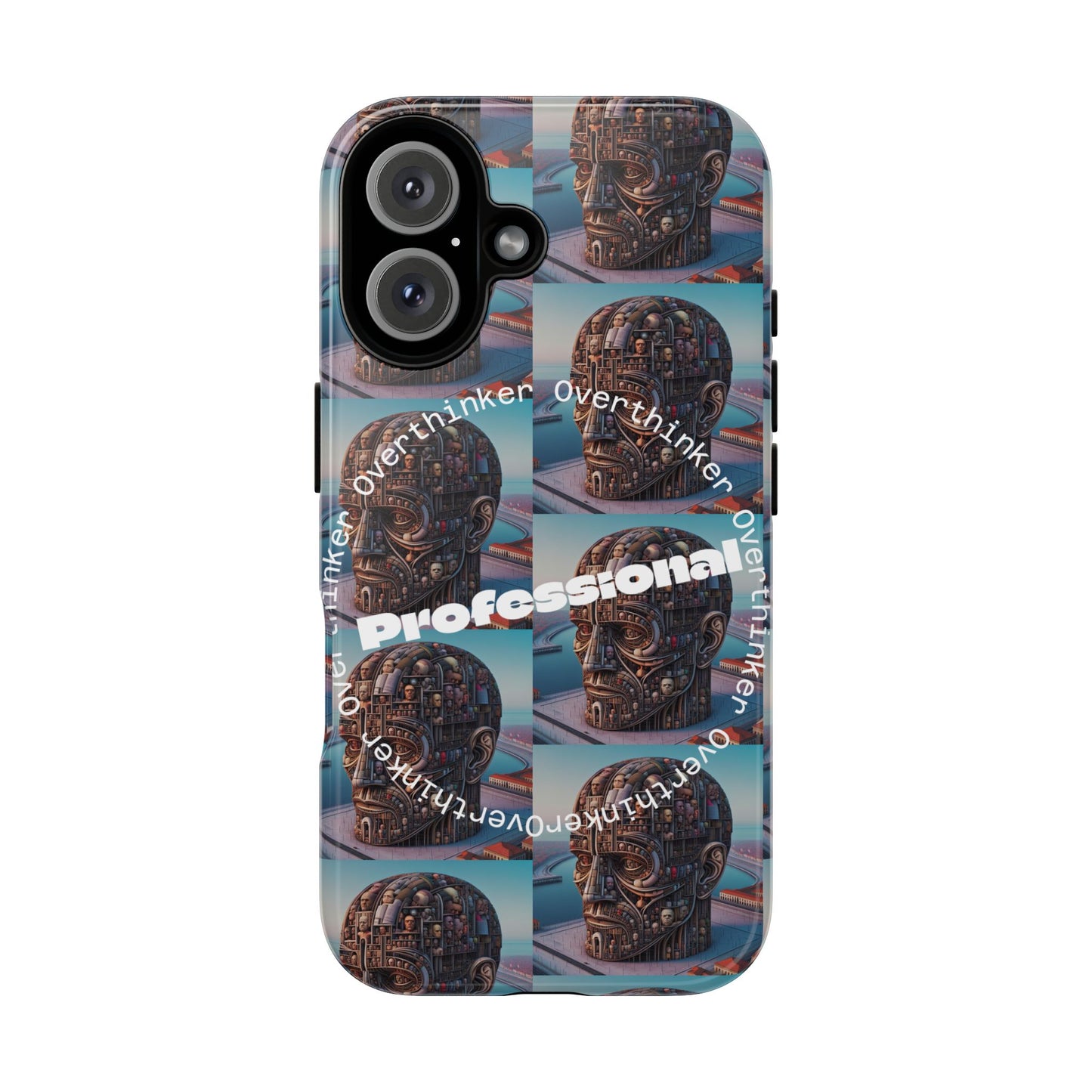 Professional Overthinker Phone Case, Cool Phone Cover, Tough Case for Gifts, Skull Design, Unique Phone Accessory, Fun Tech Gear