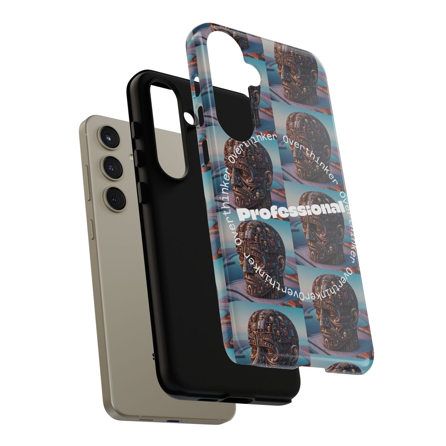 Professional Overthinker Phone Case, Cool Phone Cover, Tough Case for Gifts, Skull Design, Unique Phone Accessory, Fun Tech Gear