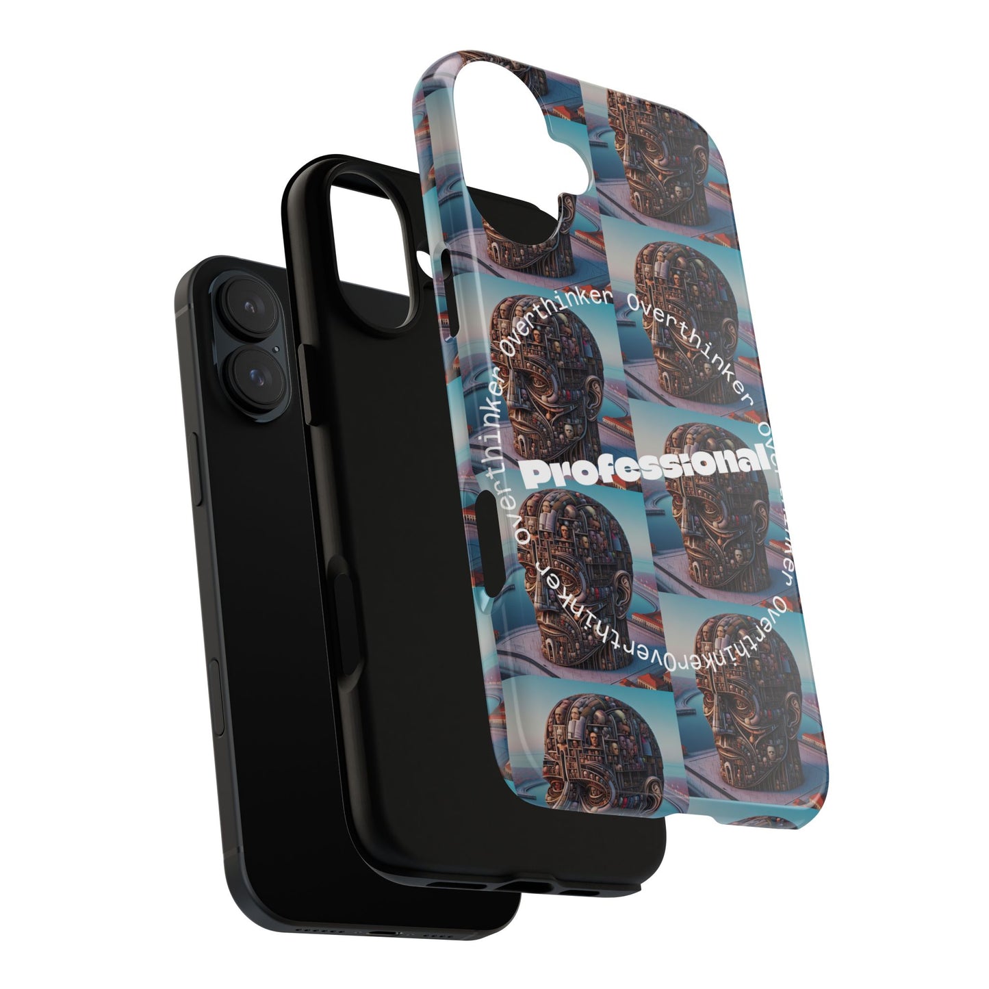 Professional Overthinker Phone Case, Cool Phone Cover, Tough Case for Gifts, Skull Design, Unique Phone Accessory, Fun Tech Gear