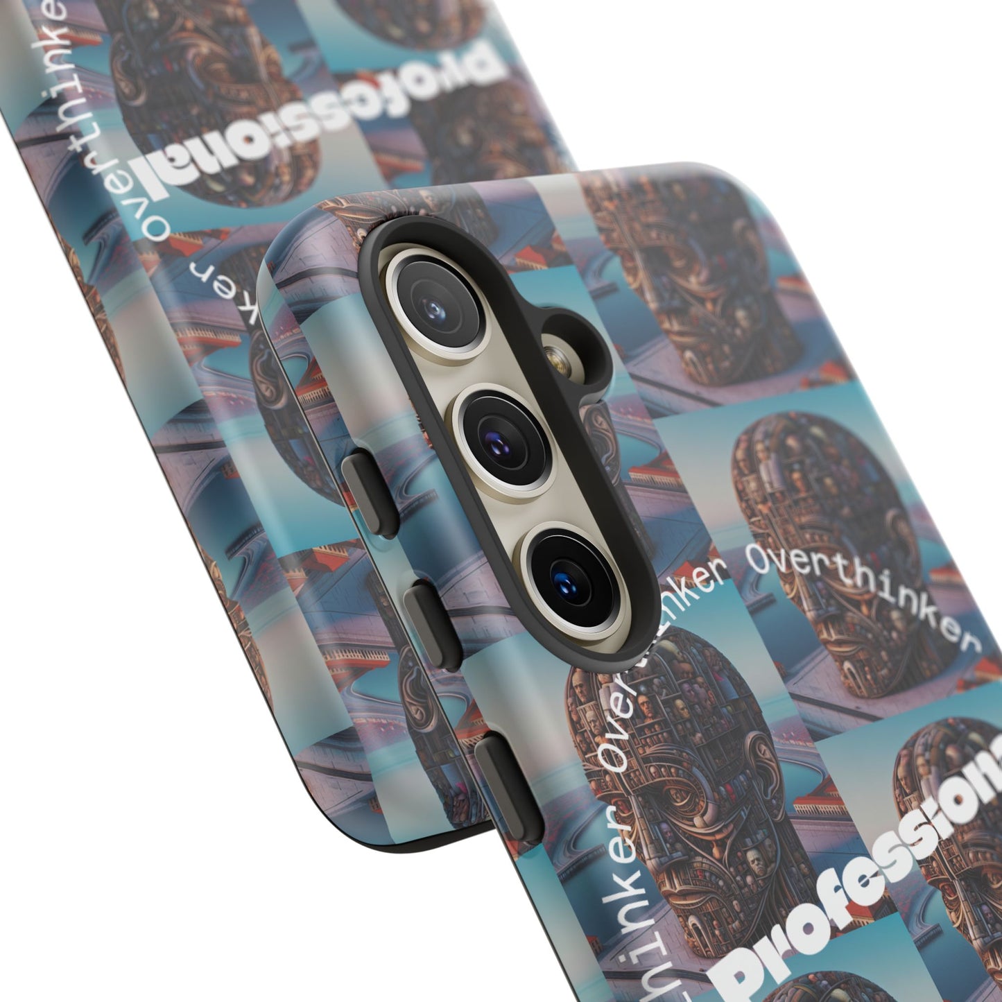Professional Overthinker Phone Case, Cool Phone Cover, Tough Case for Gifts, Skull Design, Unique Phone Accessory, Fun Tech Gear