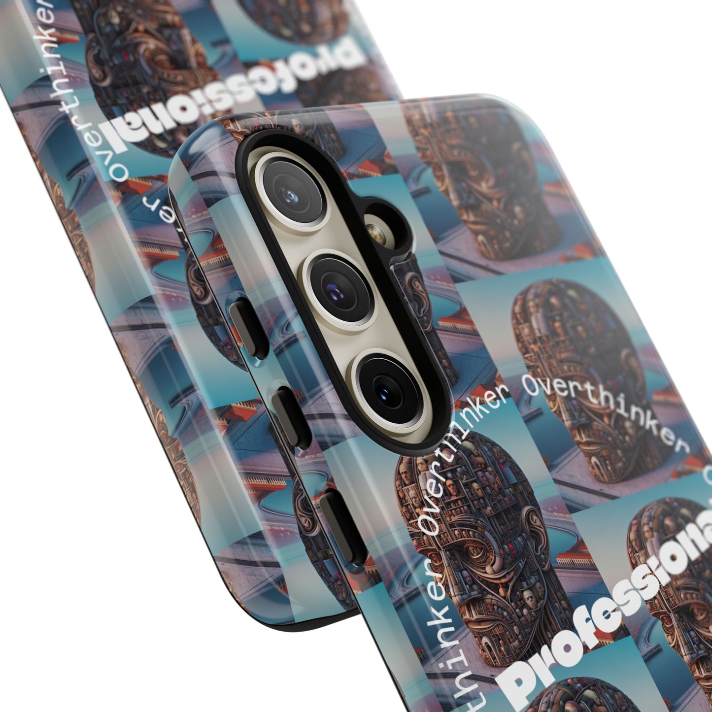 Professional Overthinker Phone Case, Cool Phone Cover, Tough Case for Gifts, Skull Design, Unique Phone Accessory, Fun Tech Gear