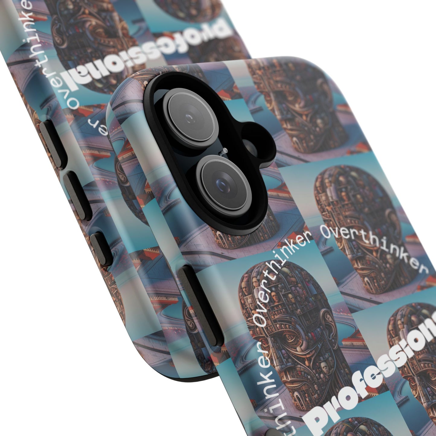 Professional Overthinker Phone Case, Cool Phone Cover, Tough Case for Gifts, Skull Design, Unique Phone Accessory, Fun Tech Gear