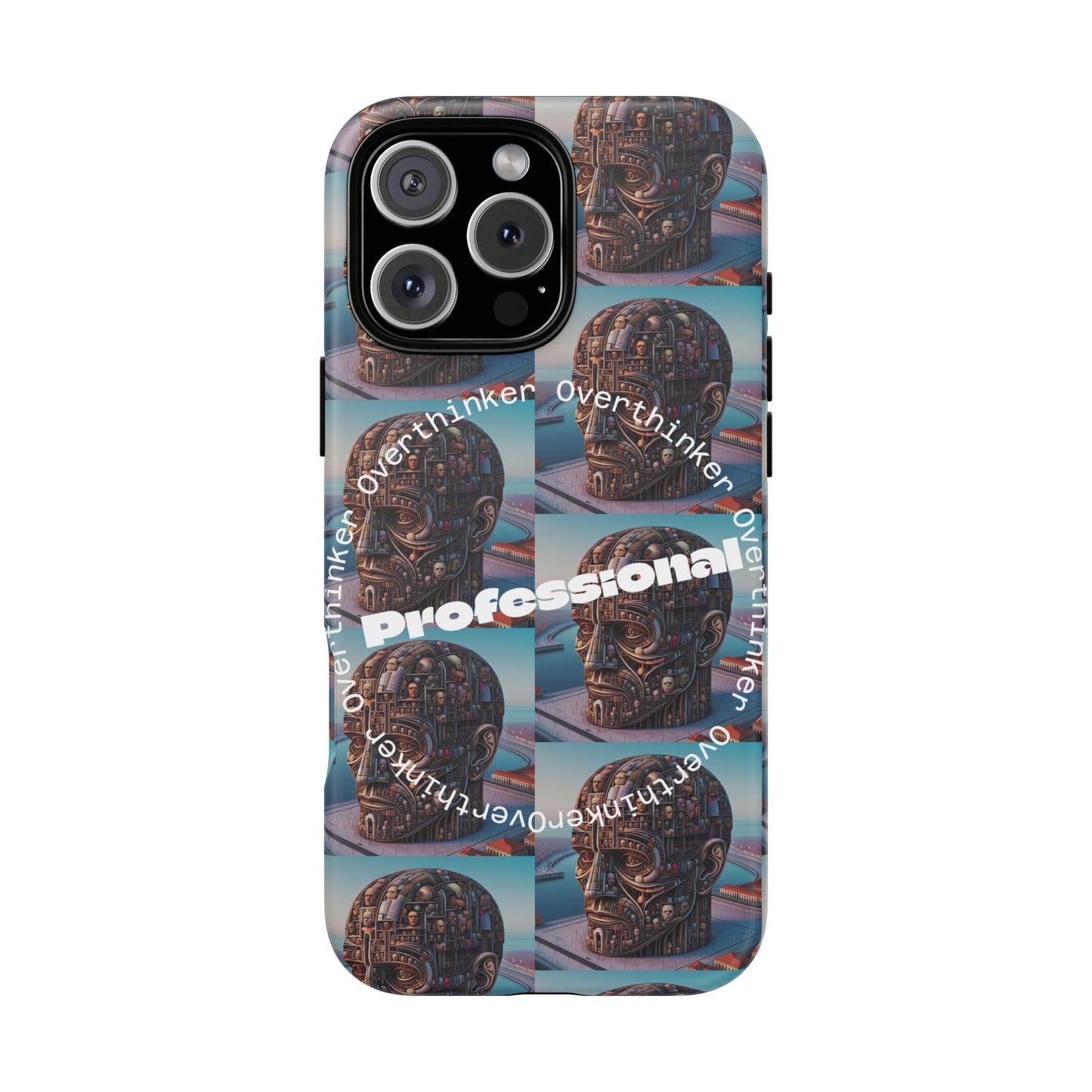Professional Overthinker Phone Case, Cool Phone Cover, Tough Case for Gifts, Skull Design, Unique Phone Accessory, Fun Tech Gear