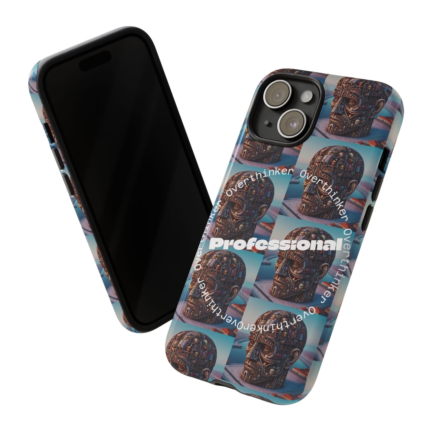 Professional Overthinker Phone Case, Cool Phone Cover, Tough Case for Gifts, Skull Design, Unique Phone Accessory, Fun Tech Gear