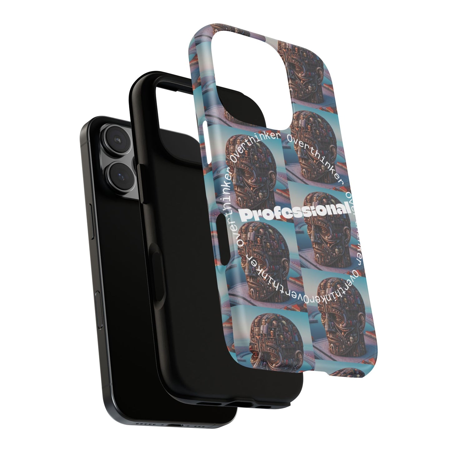 Professional Overthinker Phone Case, Cool Phone Cover, Tough Case for Gifts, Skull Design, Unique Phone Accessory, Fun Tech Gear