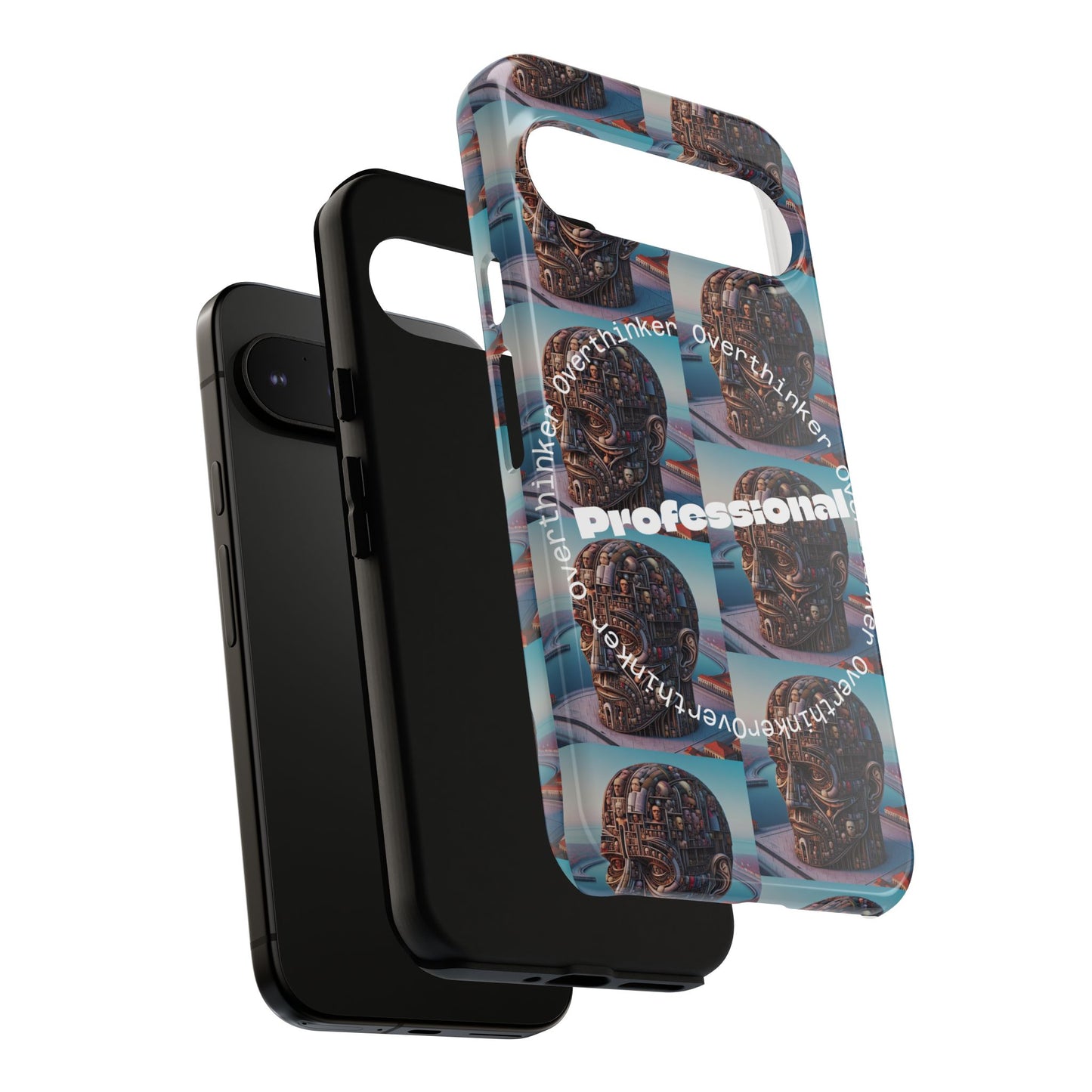 Professional Overthinker Phone Case, Cool Phone Cover, Tough Case for Gifts, Skull Design, Unique Phone Accessory, Fun Tech Gear