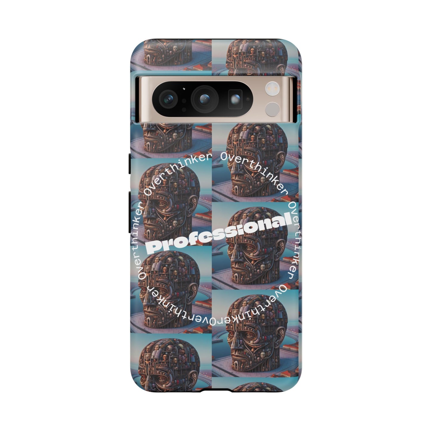 Professional Overthinker Phone Case, Cool Phone Cover, Tough Case for Gifts, Skull Design, Unique Phone Accessory, Fun Tech Gear