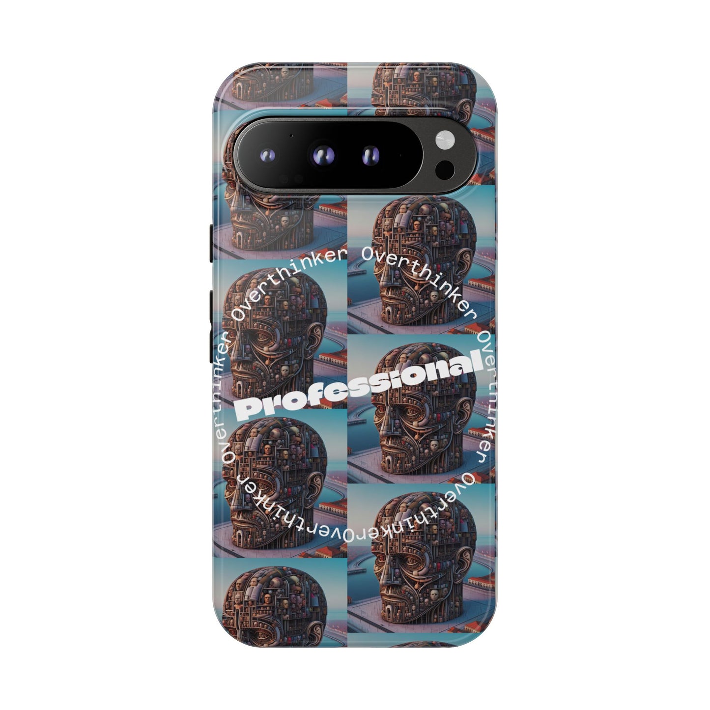 Professional Overthinker Phone Case, Cool Phone Cover, Tough Case for Gifts, Skull Design, Unique Phone Accessory, Fun Tech Gear