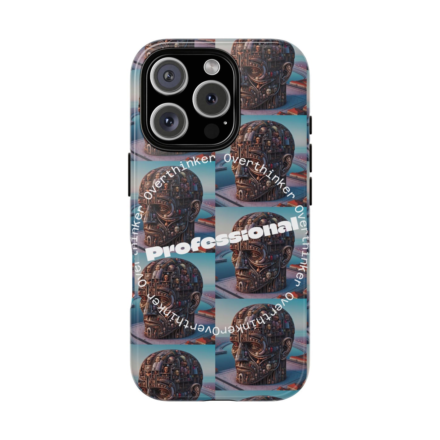 Professional Overthinker Phone Case, Cool Phone Cover, Tough Case for Gifts, Skull Design, Unique Phone Accessory, Fun Tech Gear