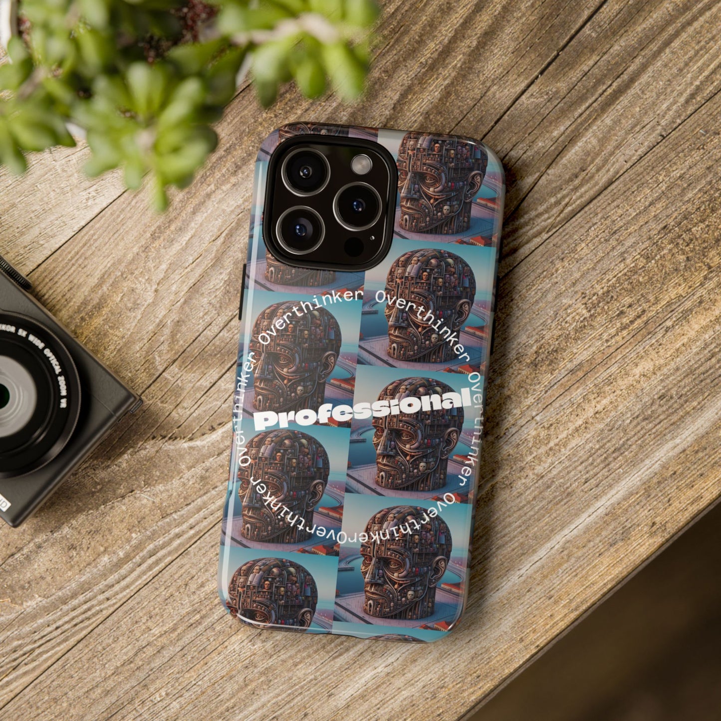 Professional Overthinker Phone Case, Cool Phone Cover, Tough Case for Gifts, Skull Design, Unique Phone Accessory, Fun Tech Gear