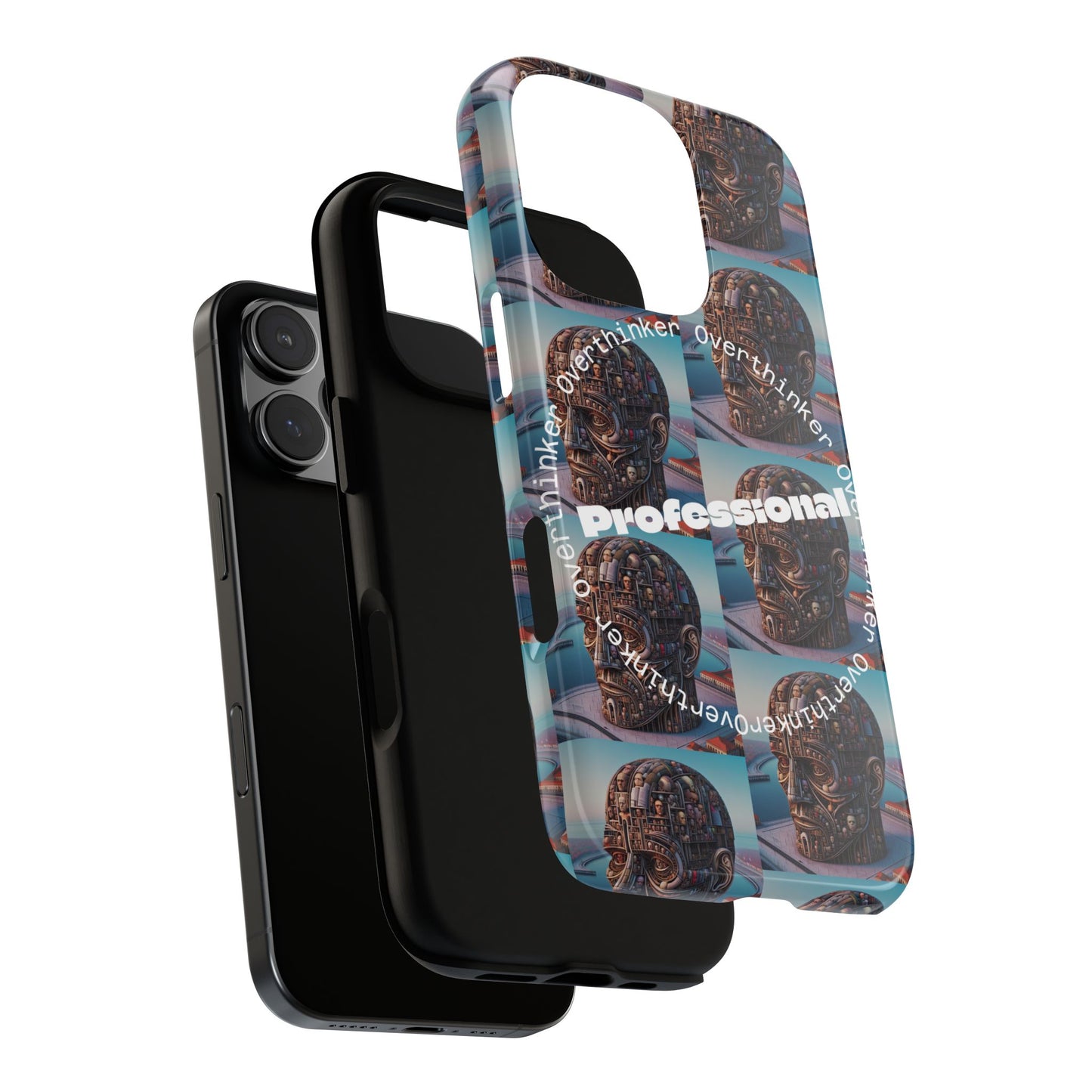 Professional Overthinker Phone Case, Cool Phone Cover, Tough Case for Gifts, Skull Design, Unique Phone Accessory, Fun Tech Gear