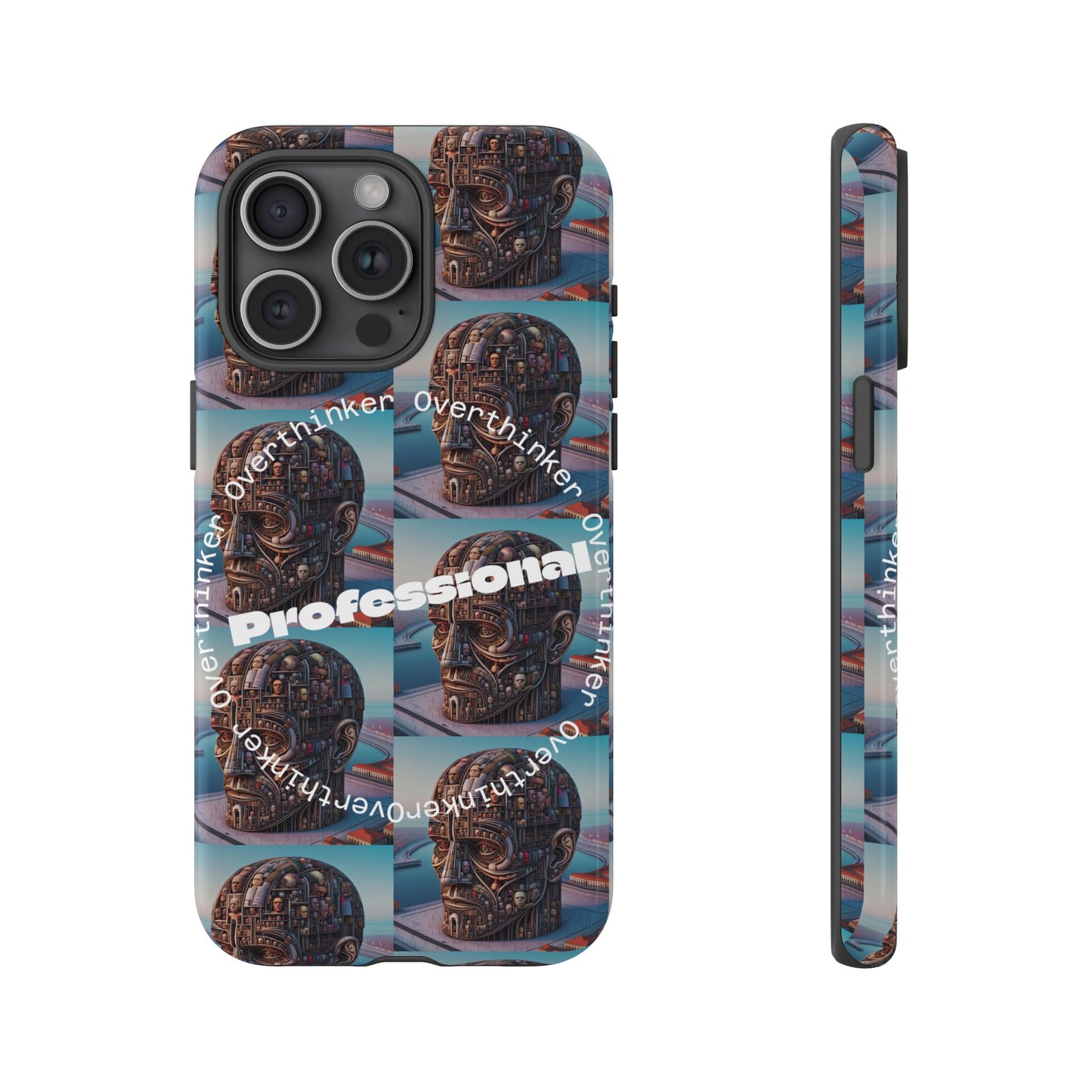 Professional Overthinker Phone Case, Cool Phone Cover, Tough Case for Gifts, Skull Design, Unique Phone Accessory, Fun Tech Gear