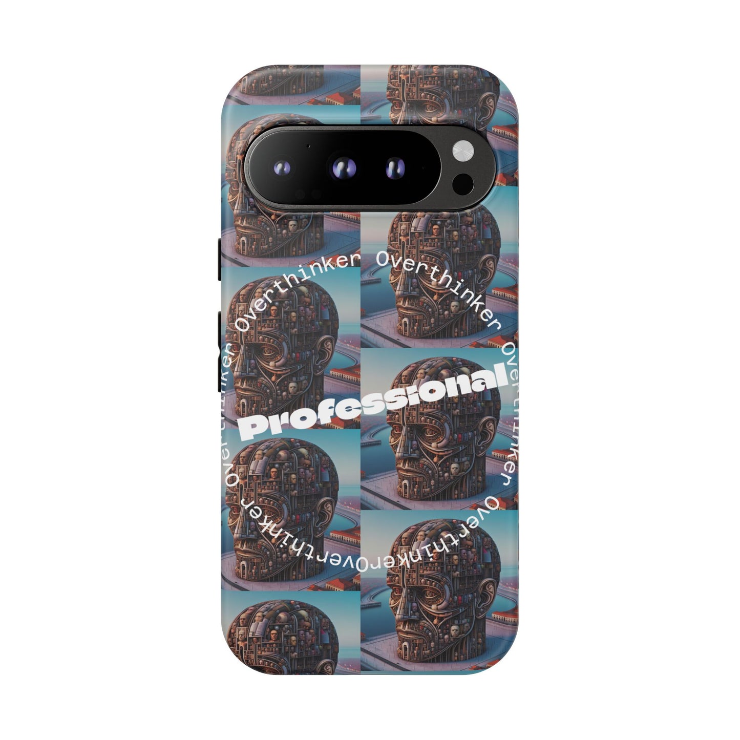 Professional Overthinker Phone Case, Cool Phone Cover, Tough Case for Gifts, Skull Design, Unique Phone Accessory, Fun Tech Gear