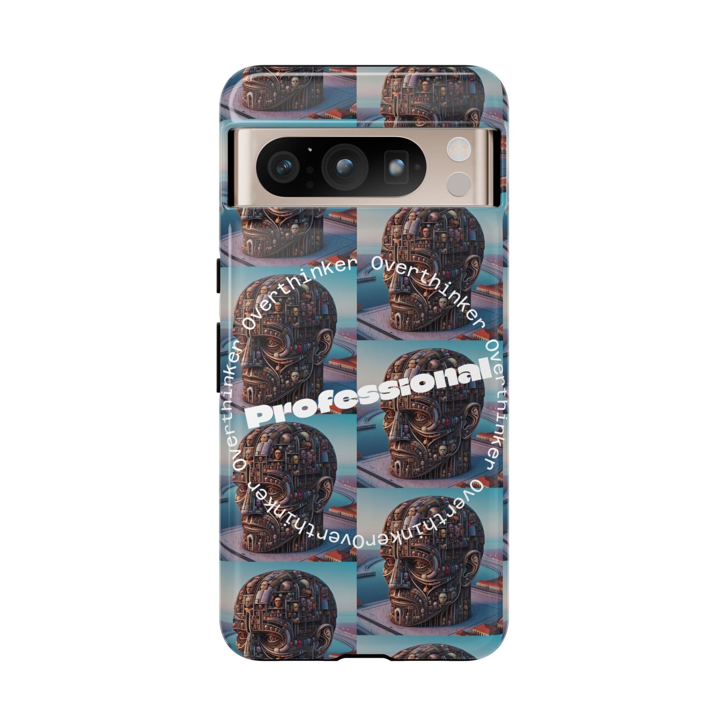 Professional Overthinker Phone Case, Cool Phone Cover, Tough Case for Gifts, Skull Design, Unique Phone Accessory, Fun Tech Gear