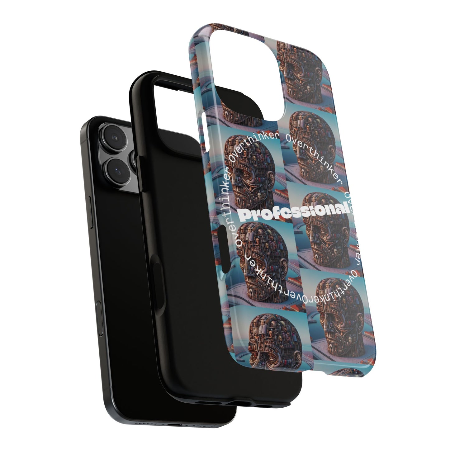 Professional Overthinker Phone Case, Cool Phone Cover, Tough Case for Gifts, Skull Design, Unique Phone Accessory, Fun Tech Gear