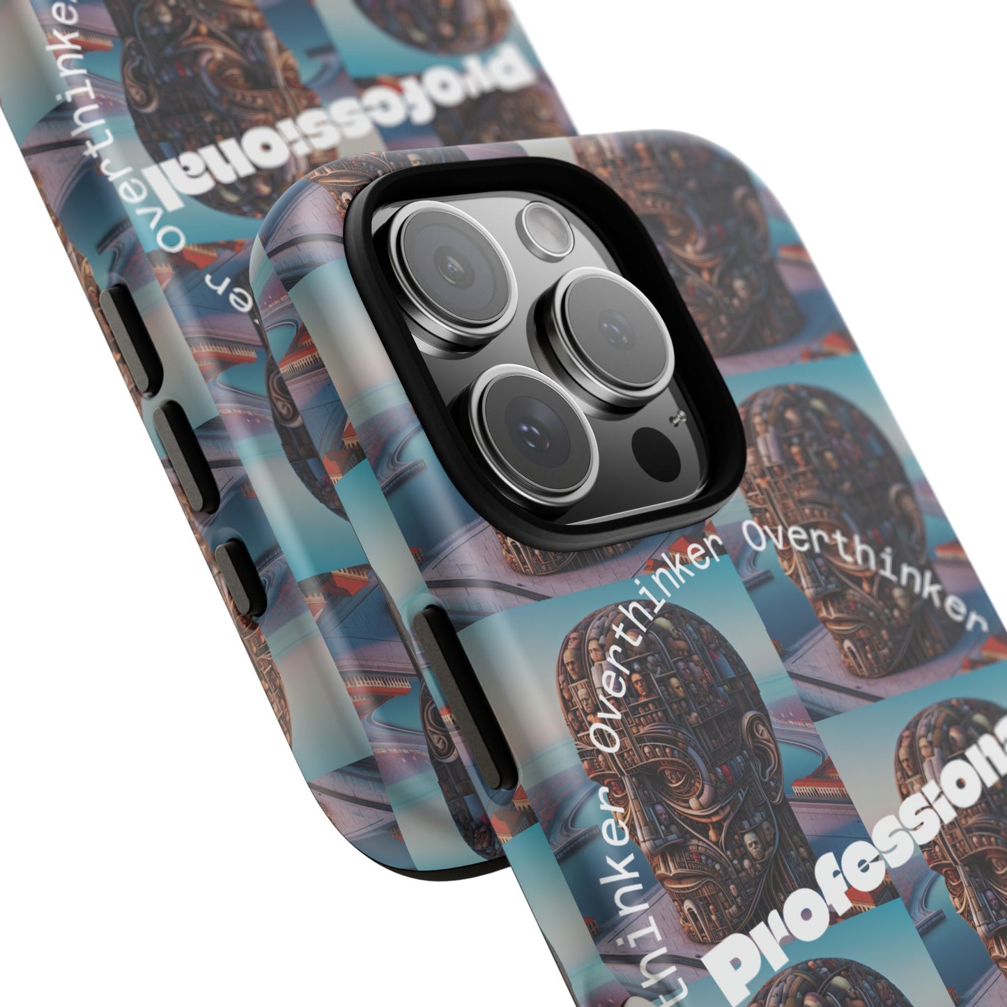 Professional Overthinker Phone Case, Cool Phone Cover, Tough Case for Gifts, Skull Design, Unique Phone Accessory, Fun Tech Gear
