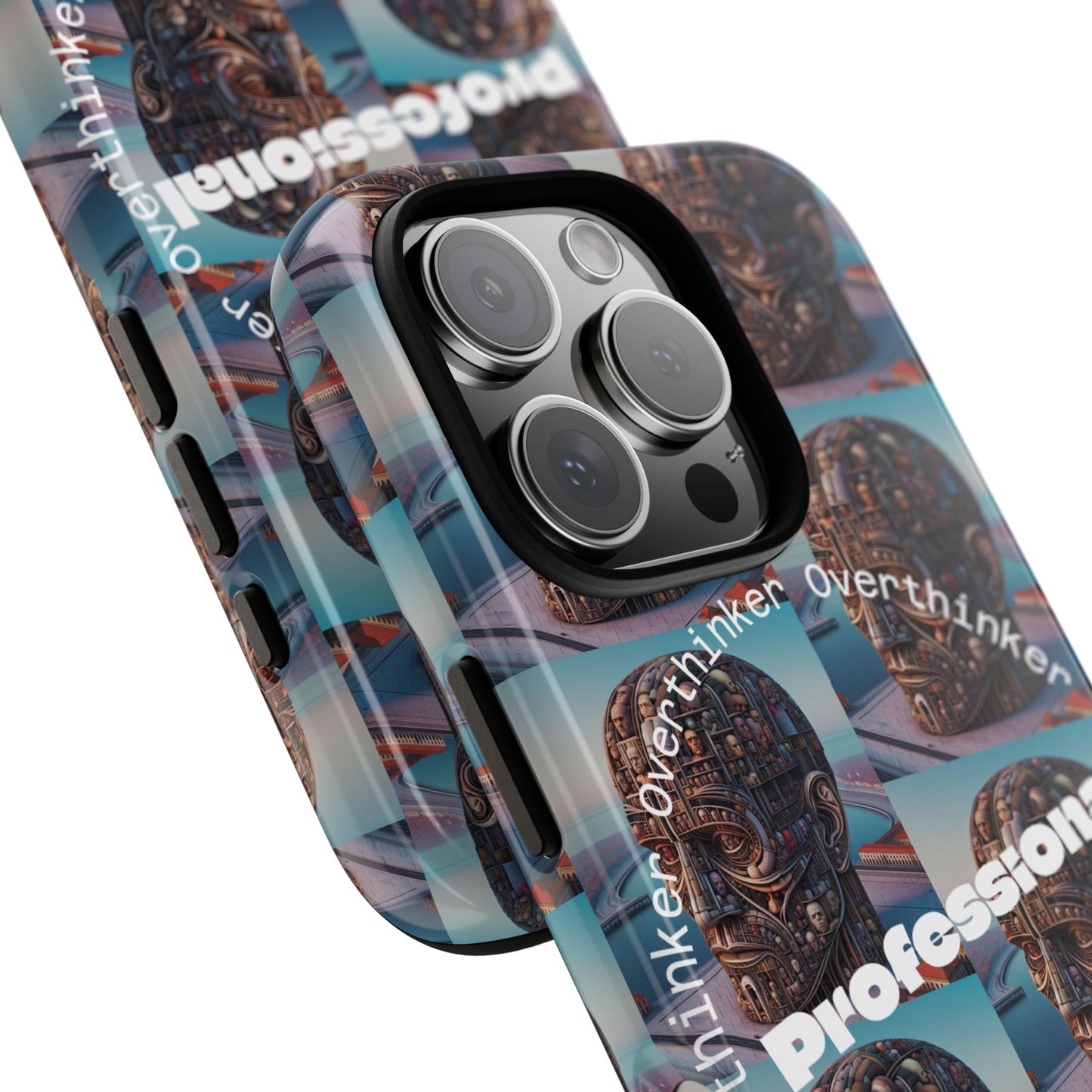 Professional Overthinker Phone Case, Cool Phone Cover, Tough Case for Gifts, Skull Design, Unique Phone Accessory, Fun Tech Gear