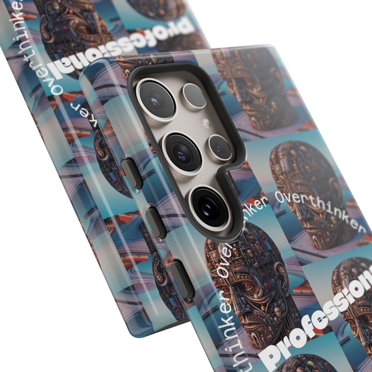 Professional Overthinker Phone Case, Cool Phone Cover, Tough Case for Gifts, Skull Design, Unique Phone Accessory, Fun Tech Gear