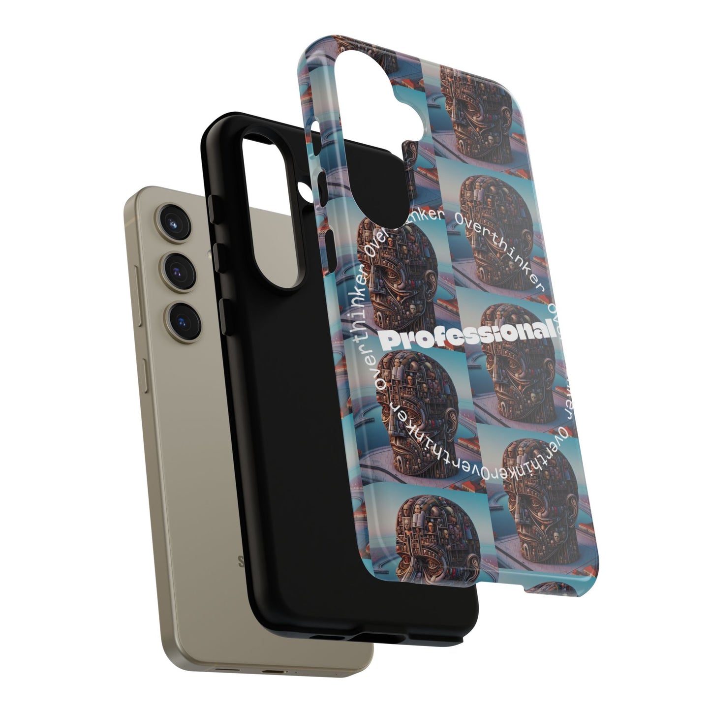 Professional Overthinker Phone Case, Cool Phone Cover, Tough Case for Gifts, Skull Design, Unique Phone Accessory, Fun Tech Gear