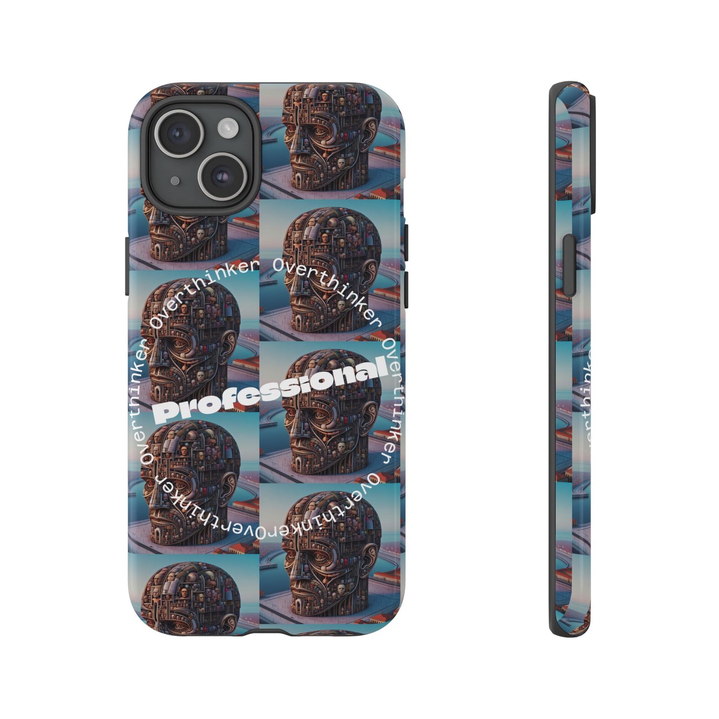 Professional Overthinker Phone Case, Cool Phone Cover, Tough Case for Gifts, Skull Design, Unique Phone Accessory, Fun Tech Gear