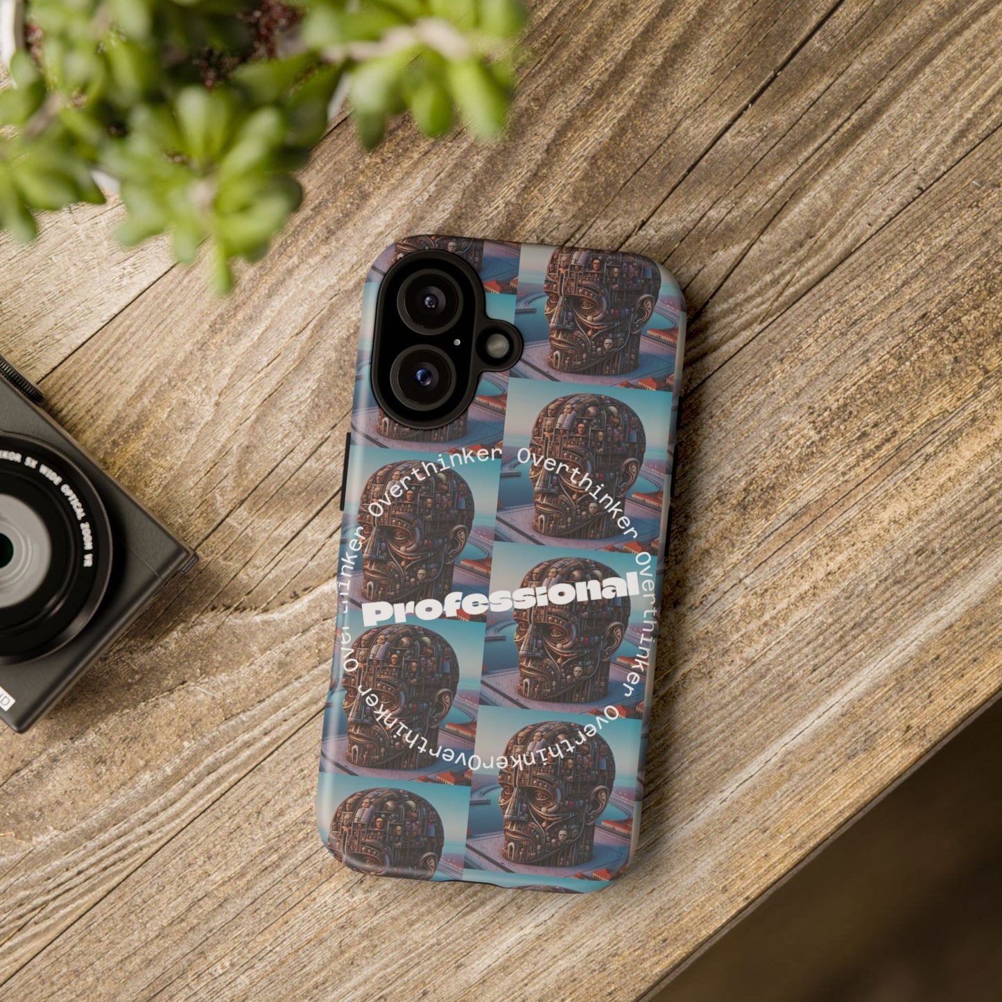 Professional Overthinker Phone Case, Cool Phone Cover, Tough Case for Gifts, Skull Design, Unique Phone Accessory, Fun Tech Gear