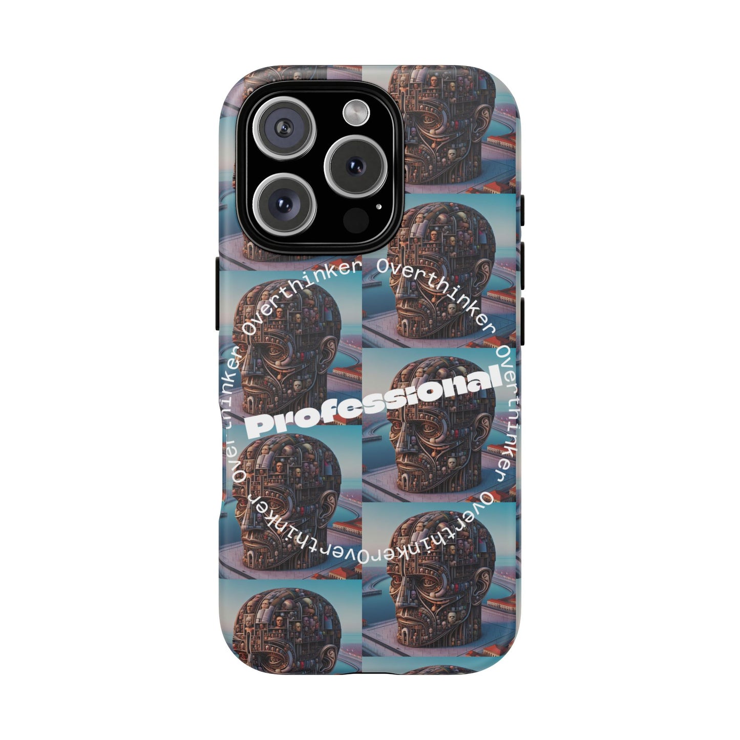 Professional Overthinker Phone Case, Cool Phone Cover, Tough Case for Gifts, Skull Design, Unique Phone Accessory, Fun Tech Gear
