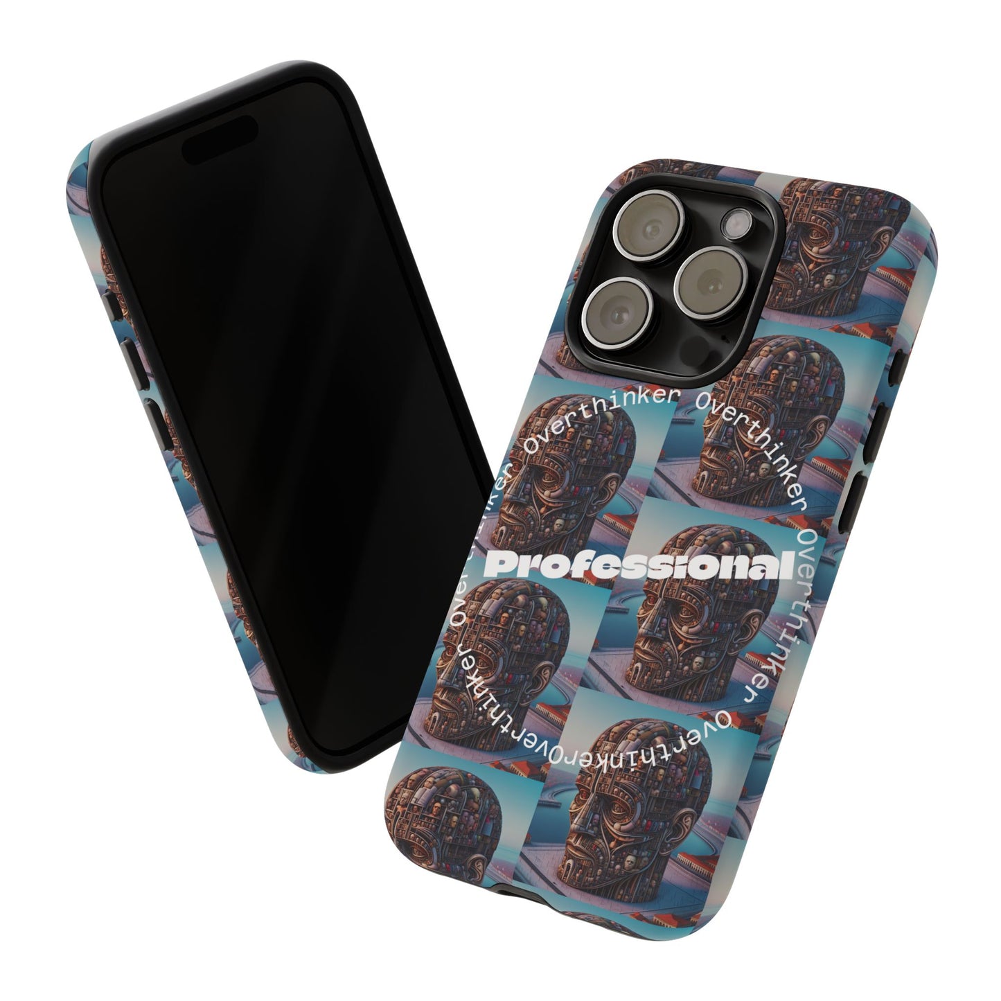 Professional Overthinker Phone Case, Cool Phone Cover, Tough Case for Gifts, Skull Design, Unique Phone Accessory, Fun Tech Gear