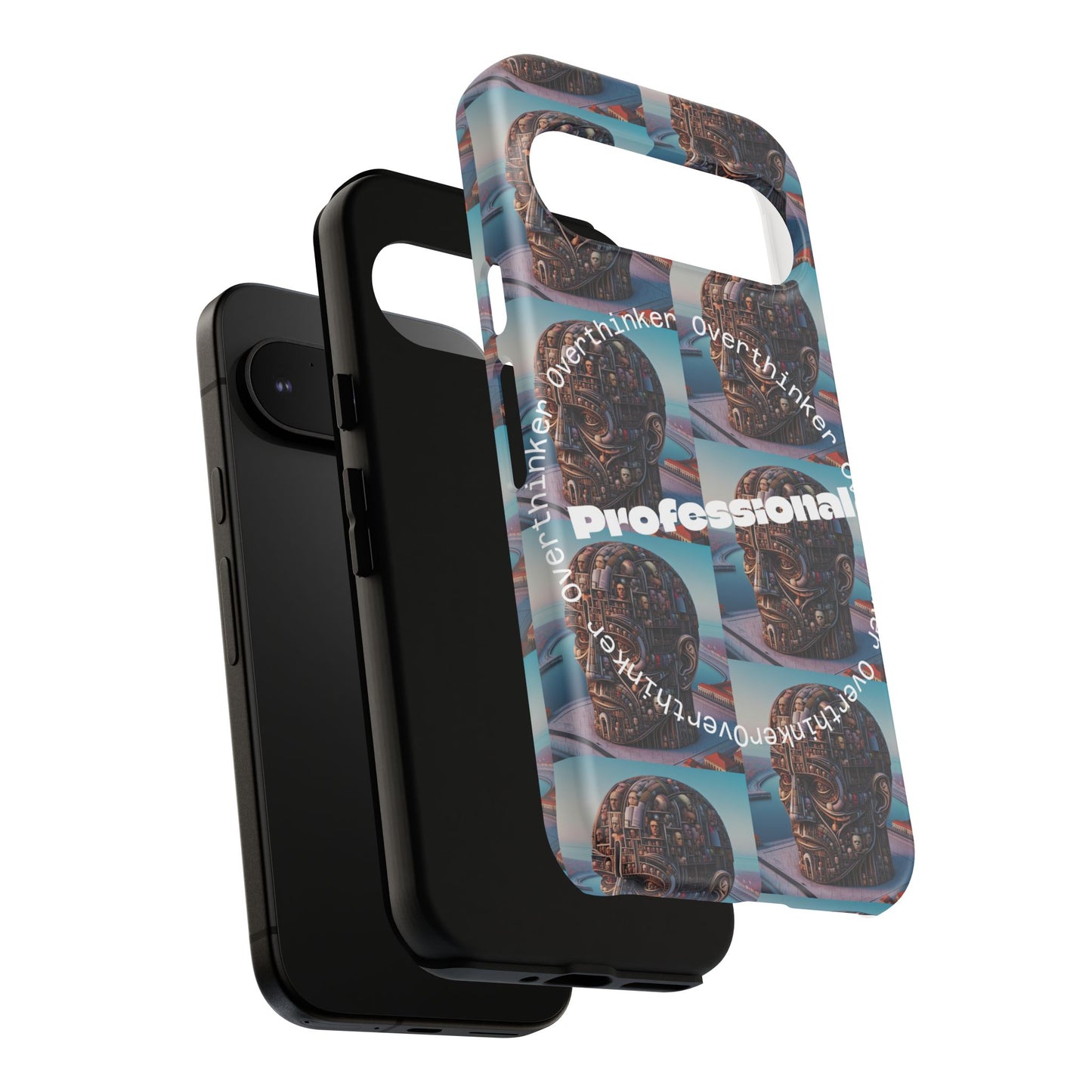 Professional Overthinker Phone Case, Cool Phone Cover, Tough Case for Gifts, Skull Design, Unique Phone Accessory, Fun Tech Gear