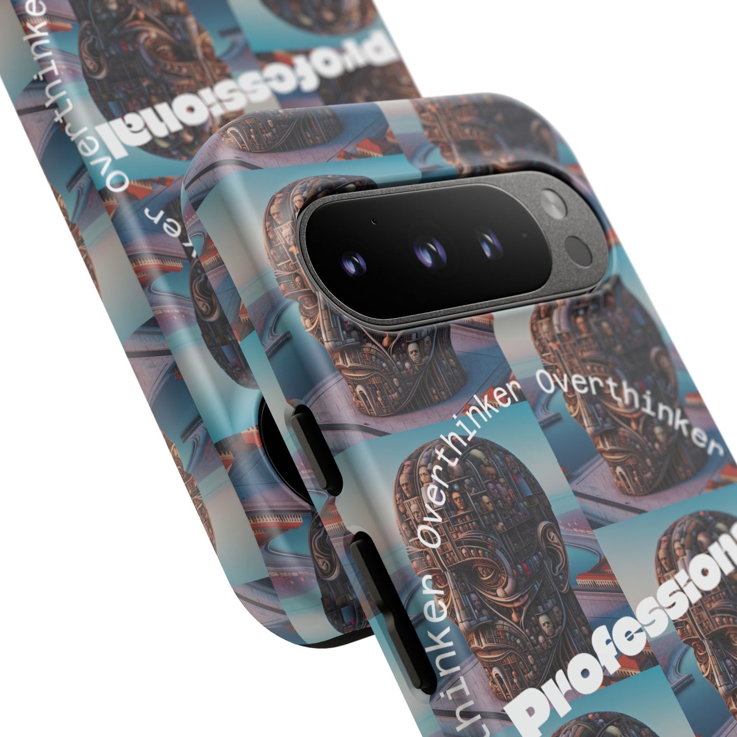 Professional Overthinker Phone Case, Cool Phone Cover, Tough Case for Gifts, Skull Design, Unique Phone Accessory, Fun Tech Gear