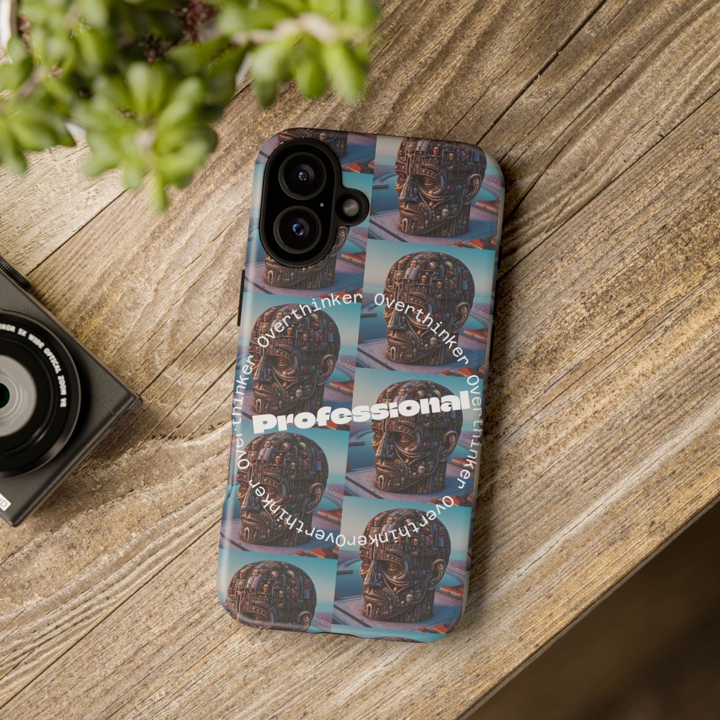 Professional Overthinker Phone Case, Cool Phone Cover, Tough Case for Gifts, Skull Design, Unique Phone Accessory, Fun Tech Gear