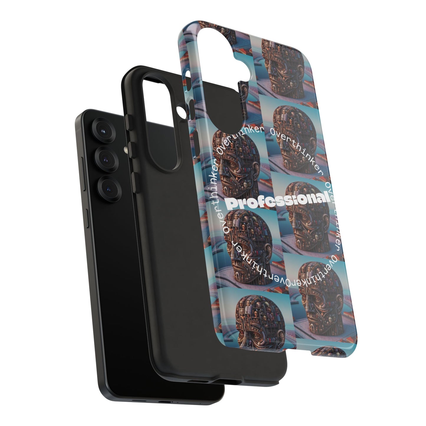 Professional Overthinker Phone Case, Cool Phone Cover, Tough Case for Gifts, Skull Design, Unique Phone Accessory, Fun Tech Gear