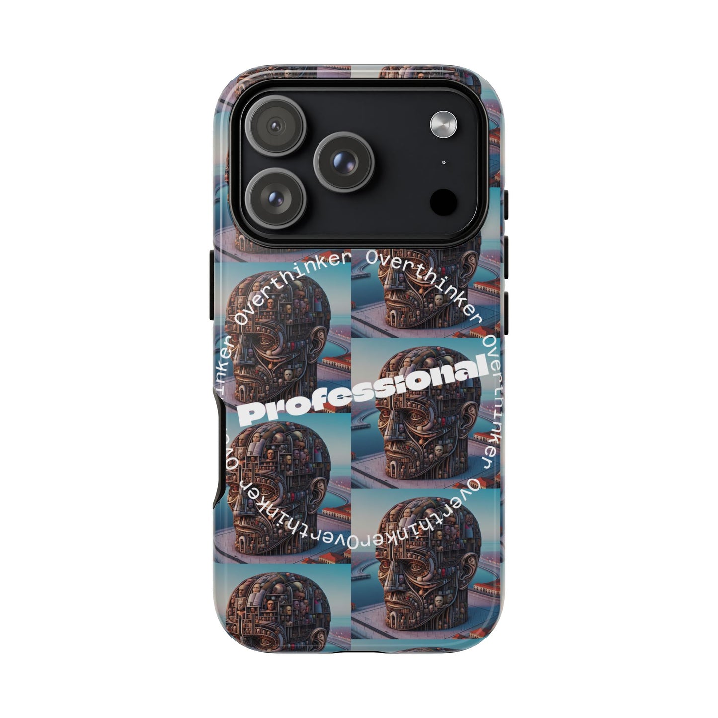 Professional Overthinker Phone Case, Cool Phone Cover, Tough Case for Gifts, Skull Design, Unique Phone Accessory, Fun Tech Gear